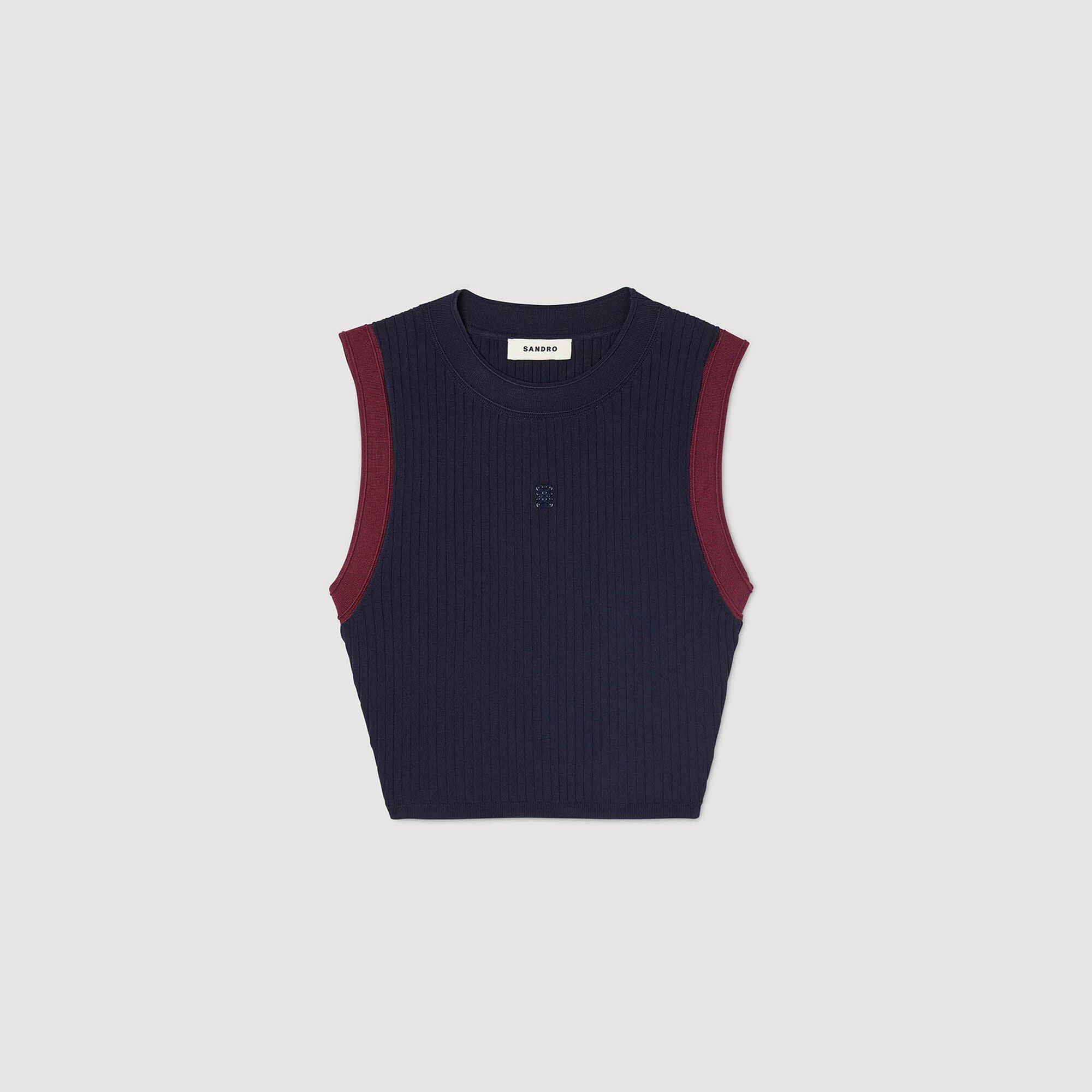 TWO-TONE KNIT TOP - 6