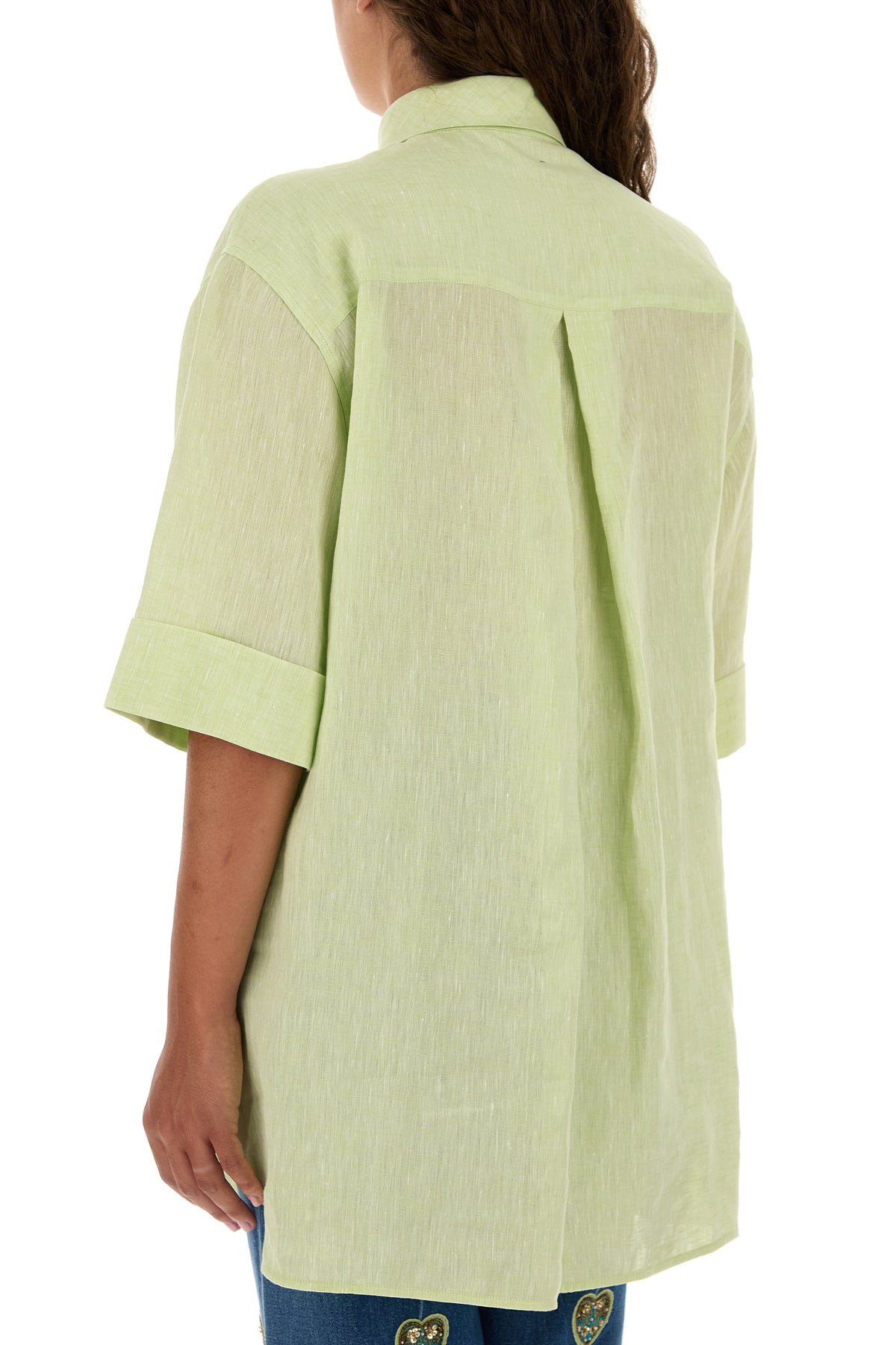 Pastel green linen blouse - 4