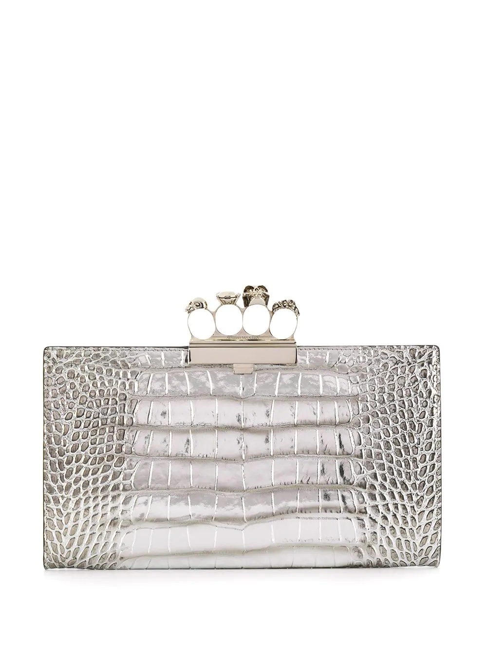 crocodile-effect clutch bag - 1