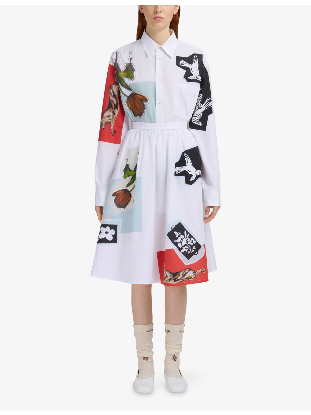 Abstract-Print High-Rise Cotton-Poplin Midi Skirt - 2