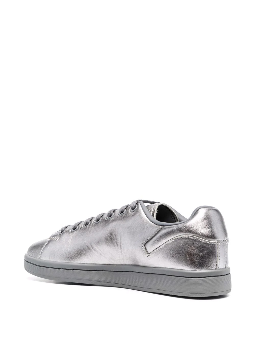 metallic low-top leather sneakers - 3