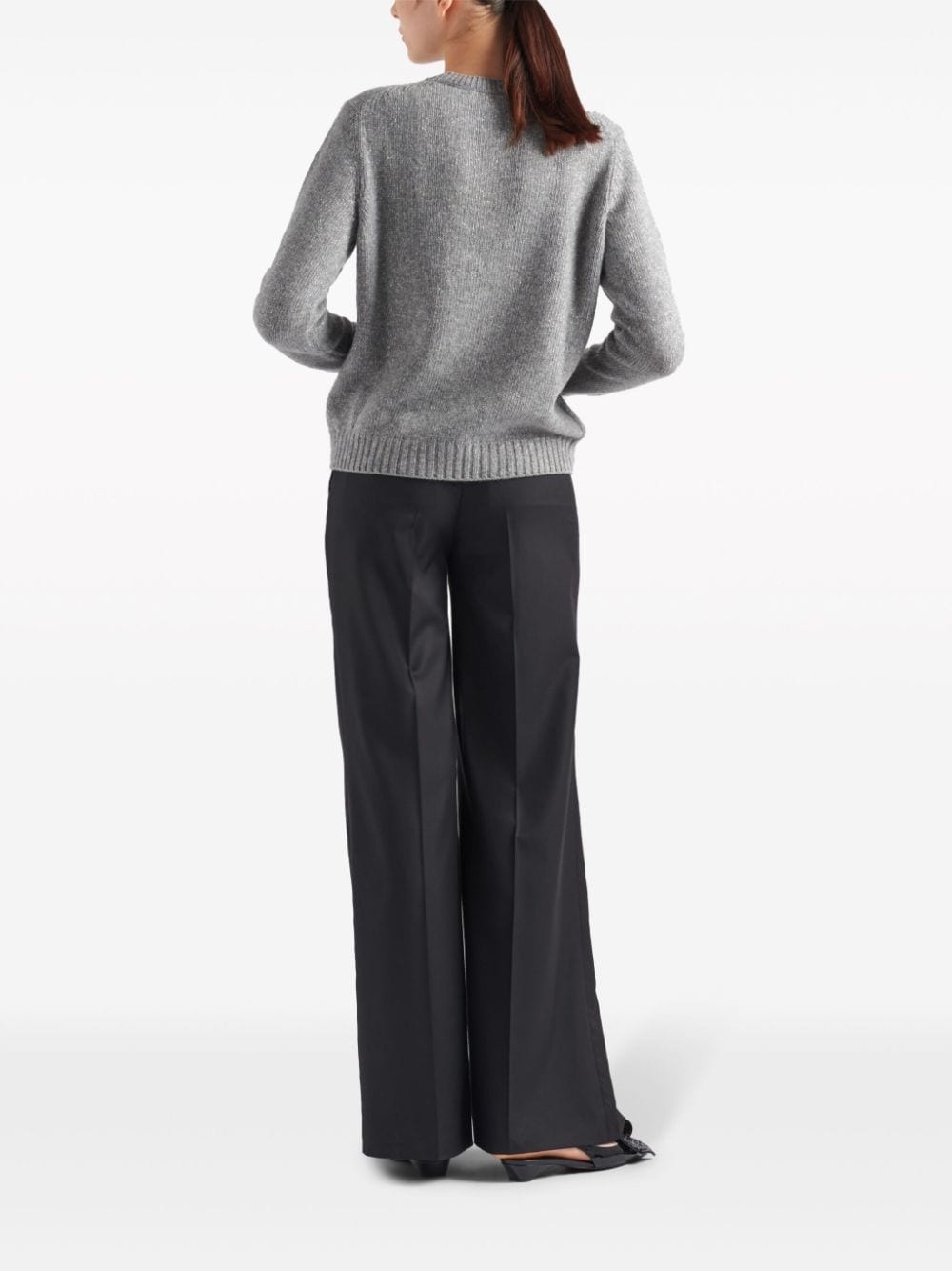 logo-intarsia lamÃ© cashmere jumper - 4