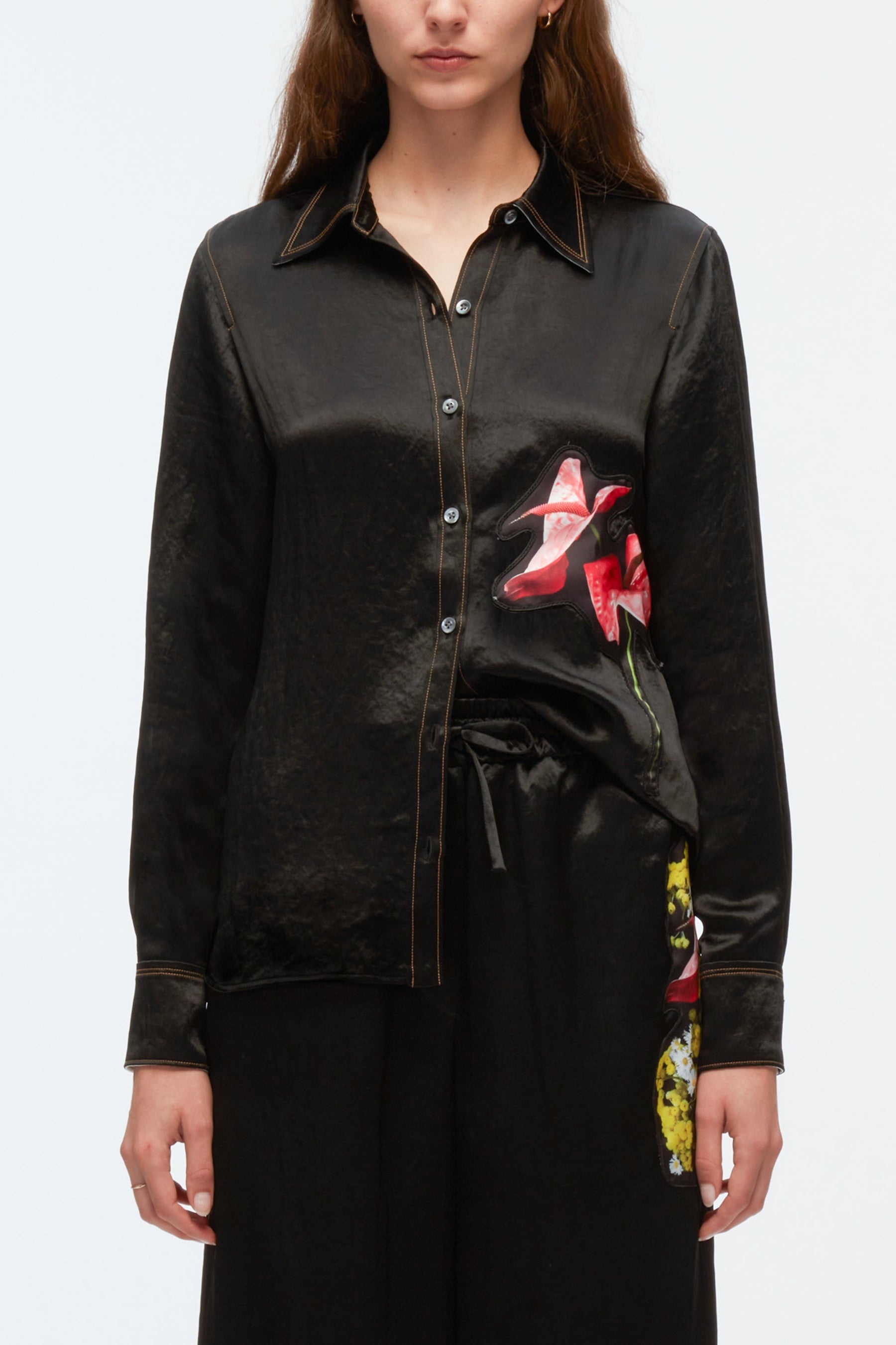 Floral Bouquet Appliqué Shirt - 2