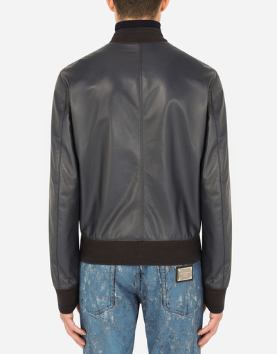 Dolce & Gabbana Leather jacket with branded plate outlook