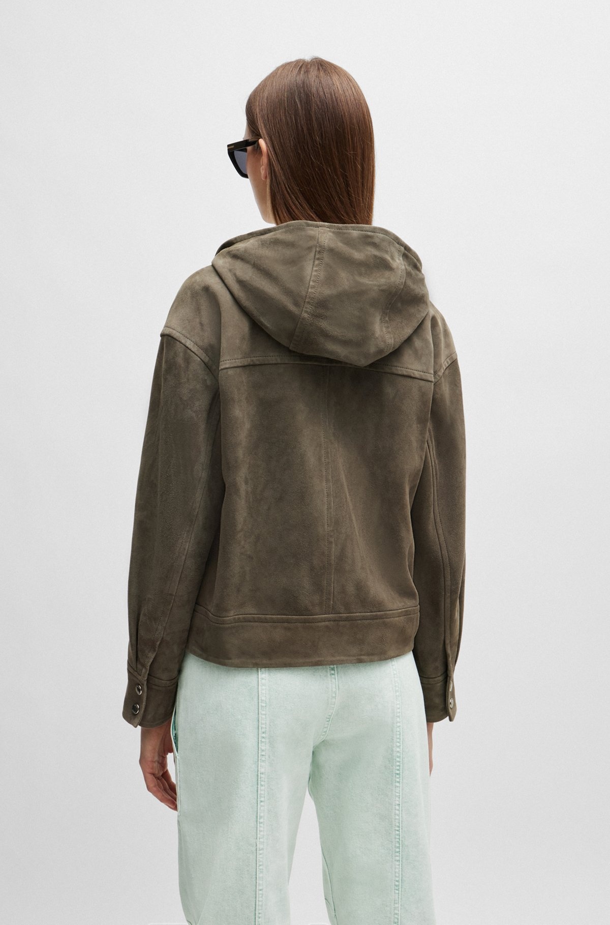 REGULAR-FIT HOODED JACKET IN SOFT SUEDE - 4