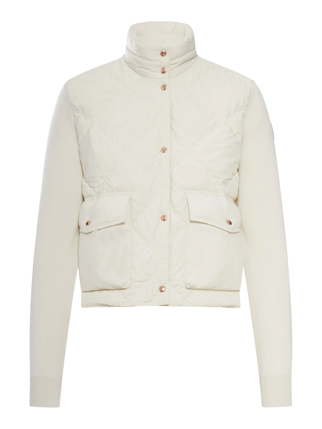 PADDED JACKET WITH KNITTED SLEEVES - 1