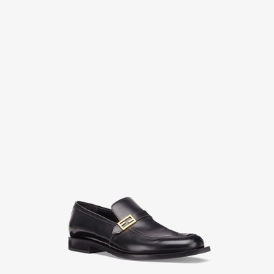 FENDI Black leather loafers outlook