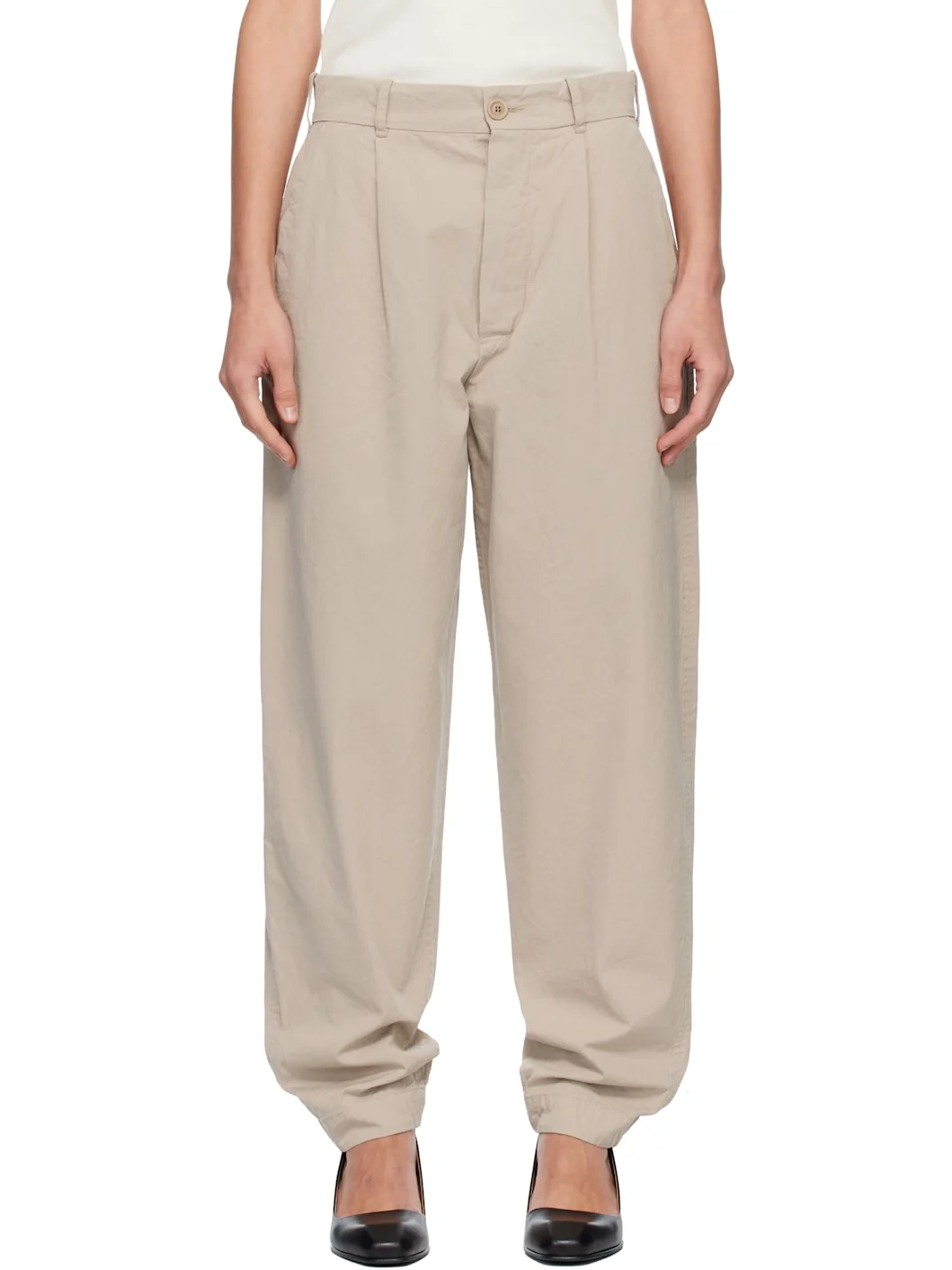 Beige Mili Hiroshi Trousers - 1
