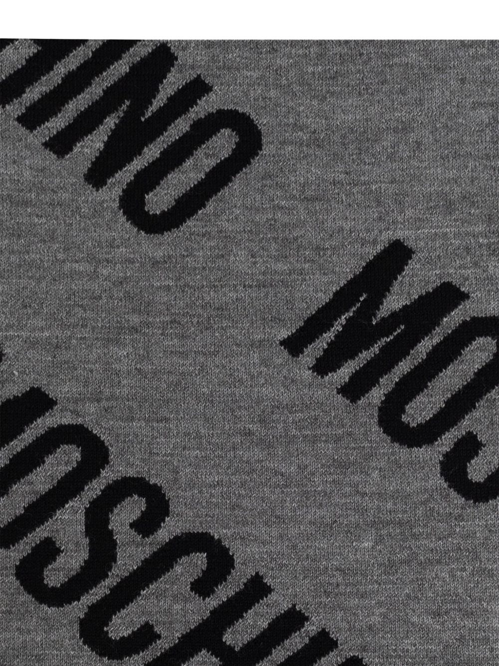 logo-pattern wool scarf - 5