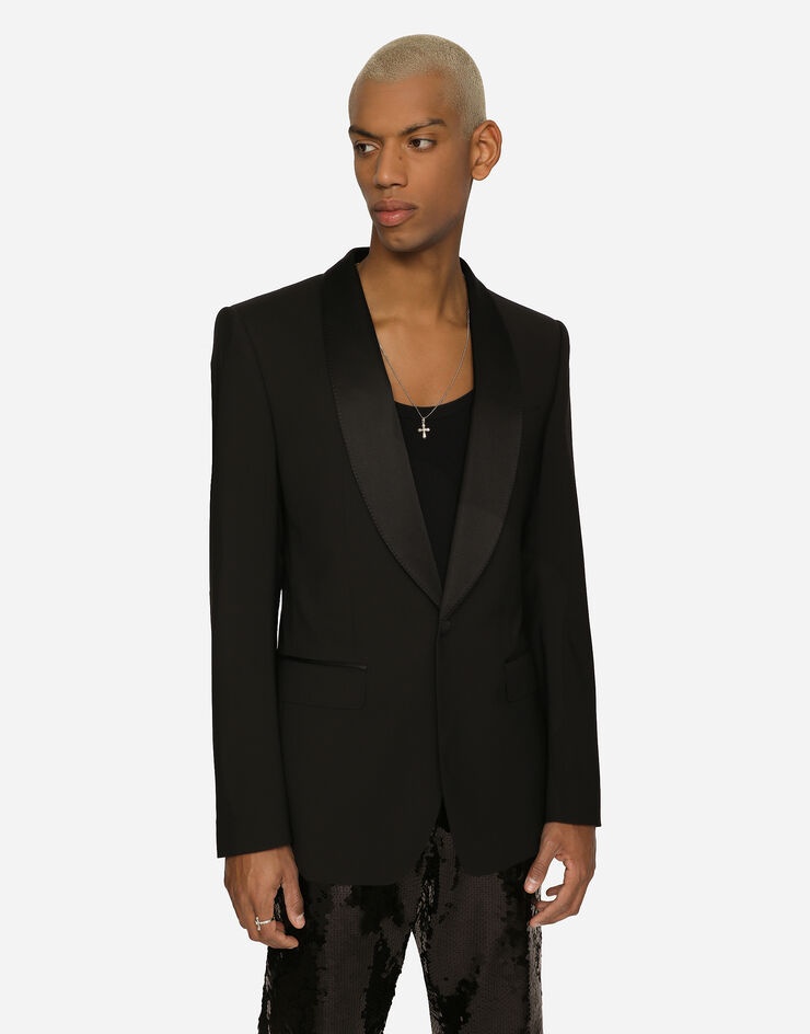 Single-breasted stretch wool Sicilia-fit tuxedo jacket - 4