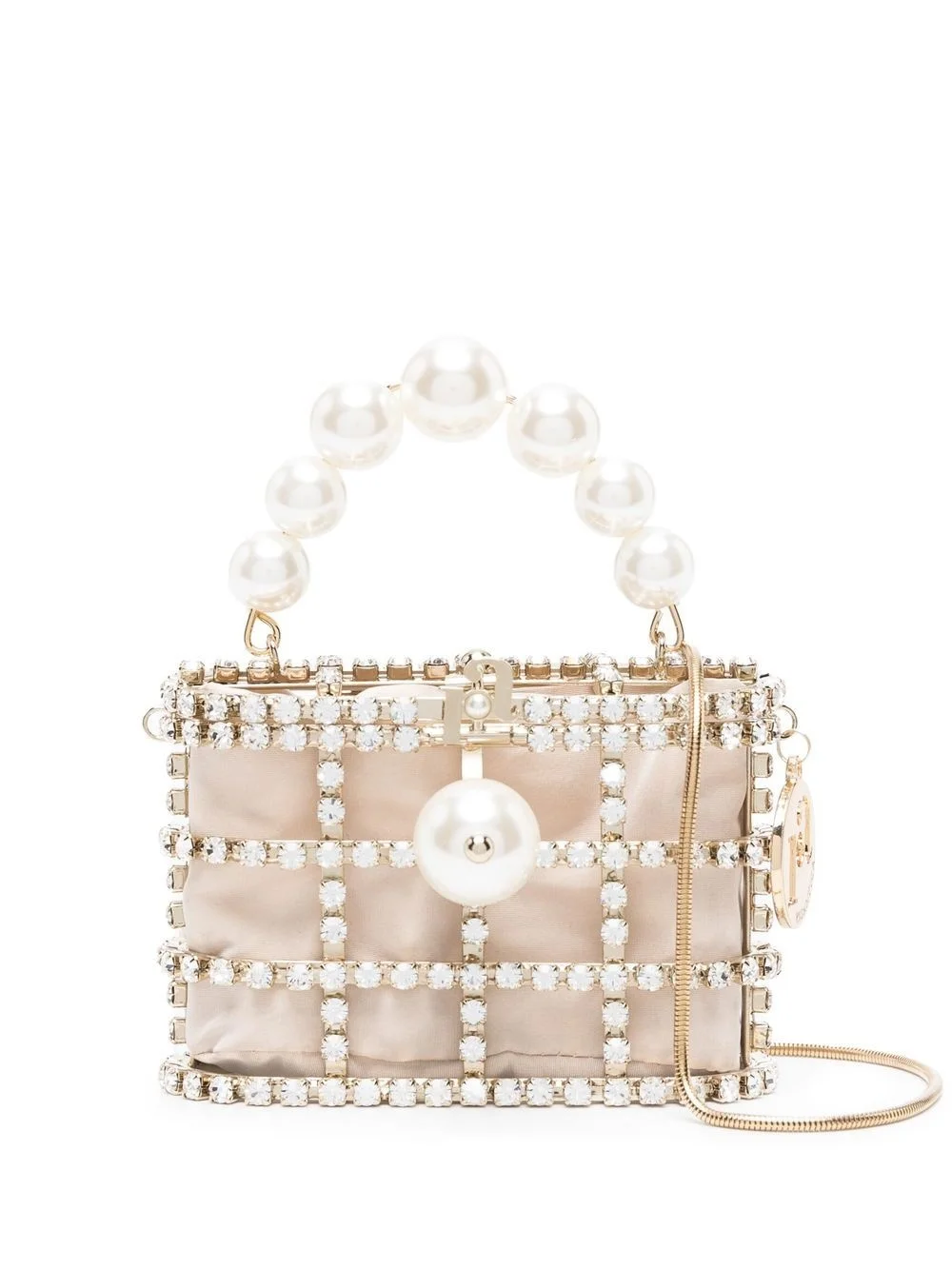 crystal-embellished caged mini bag - 1