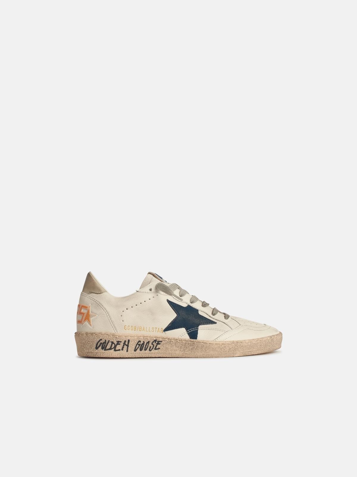 WHITE LEATHER BALL-STAR WITH BLUE SUEDE STAR AND IVORY HEEL - 1