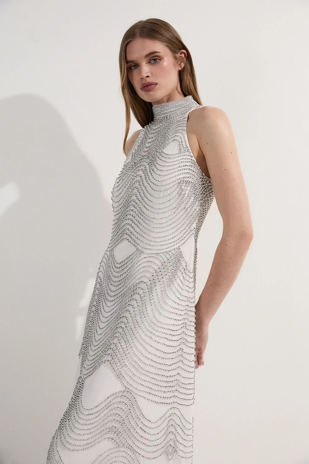 Embellished Geo Halter Woven Maxi Dress - 1