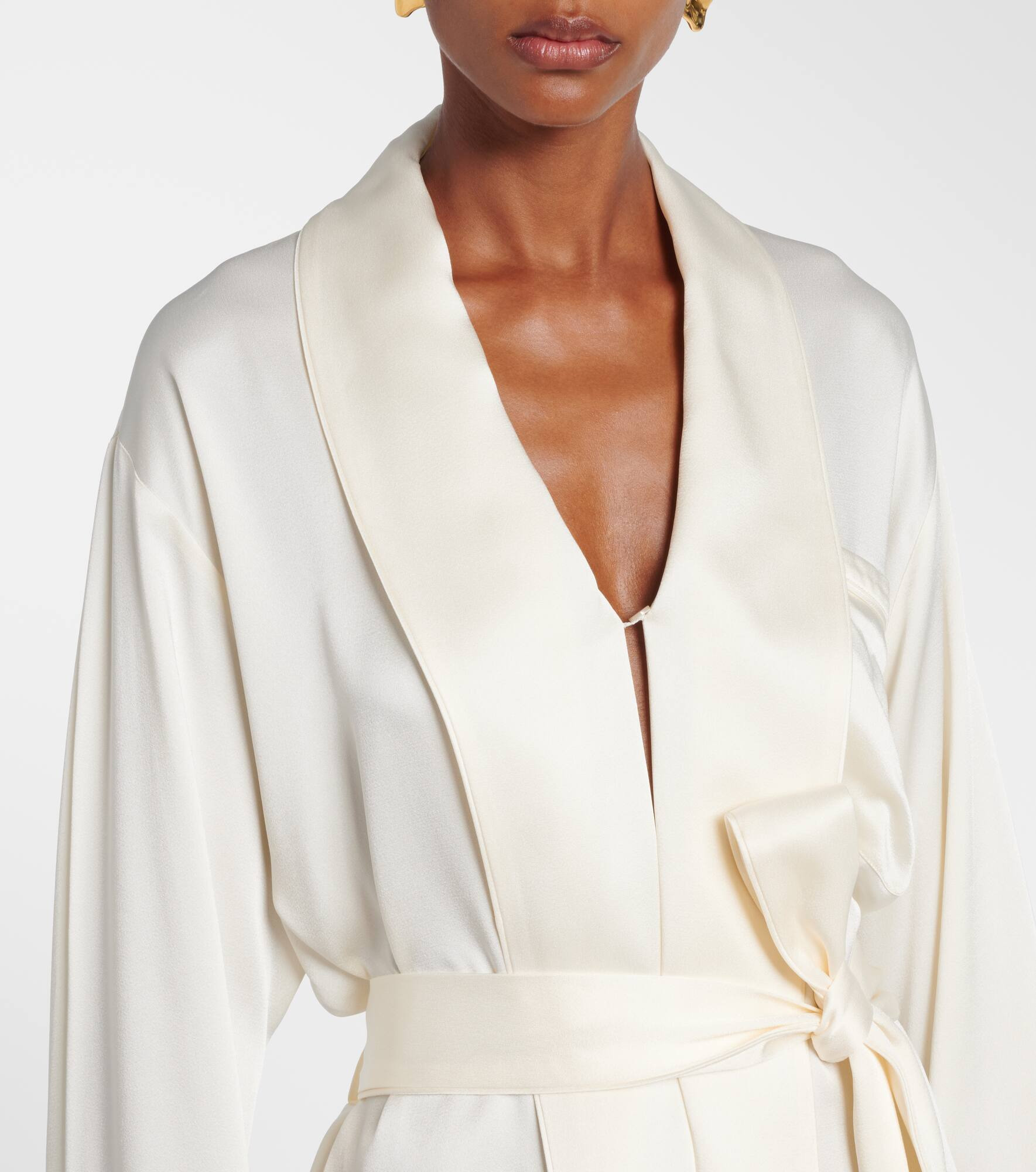 Belted satin wrap top - 4