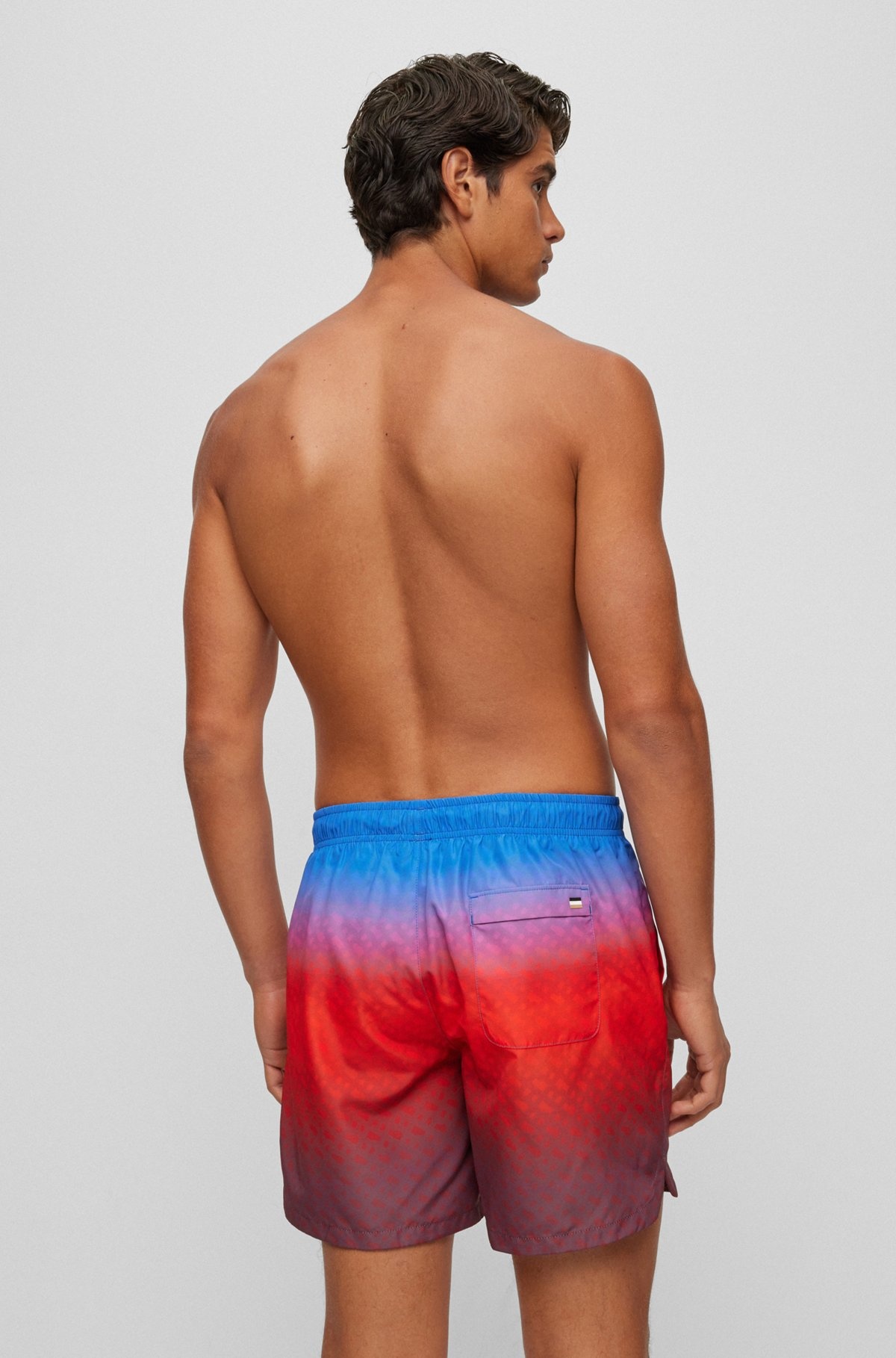 LOGO-PRINT SWIM SHORTS WITH DEGRADÉ MONOGRAM PATTERN - 4