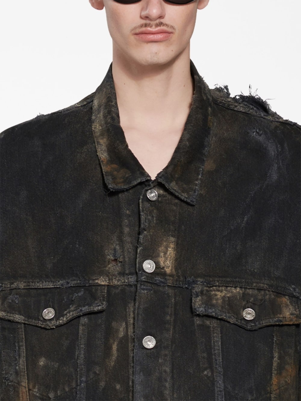 distressed-effect denim jacket - 5