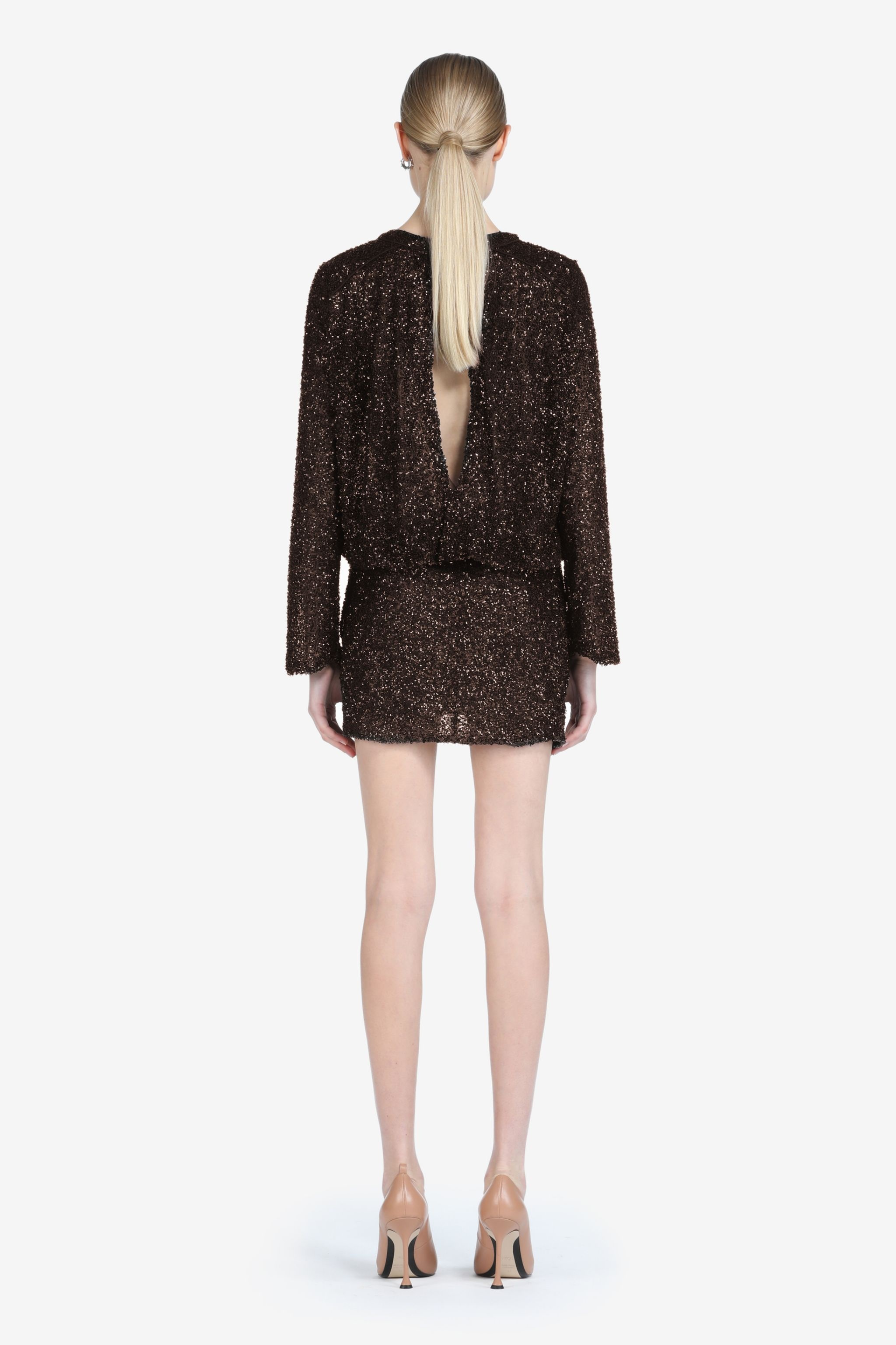 SEQUIN GATHERED MINI DRESS - 2