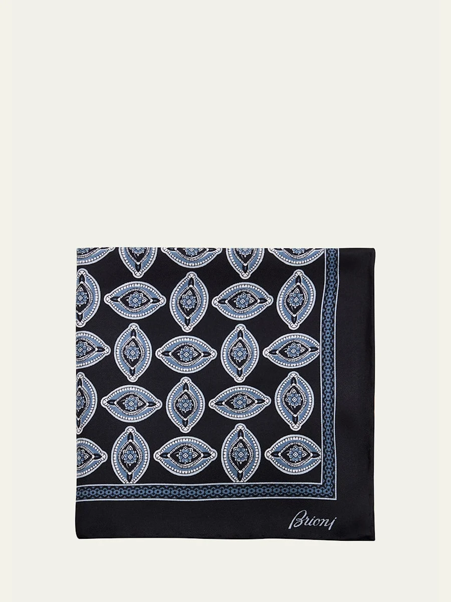 Men's Medallion Silk Pocket Square - 1