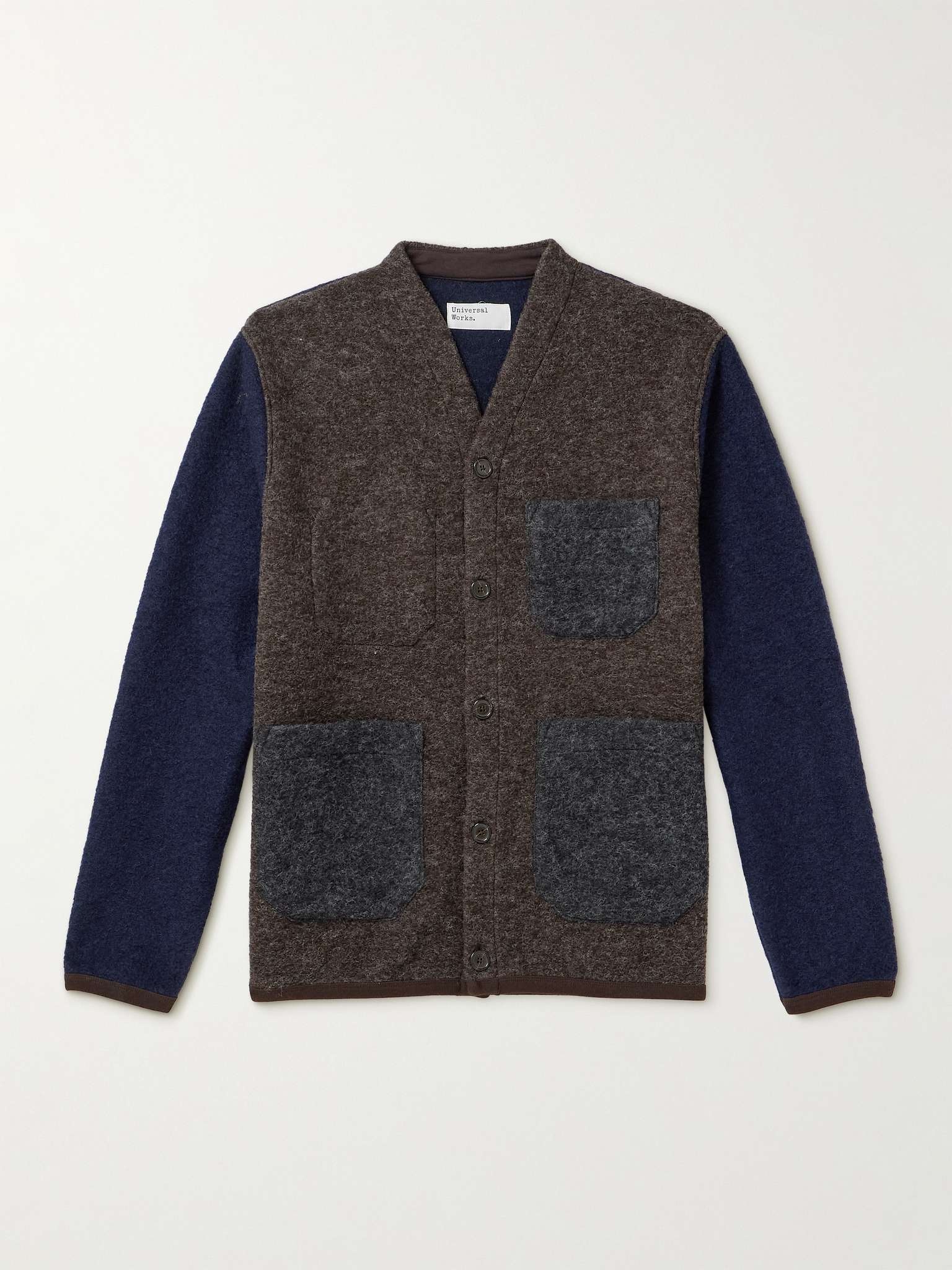 Colour-Block Wool-Blend Fleece Cardigan - 1
