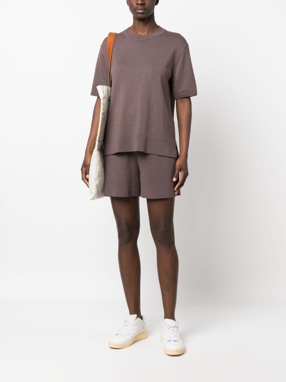 ribbed-knit silk-blend shorts - 2
