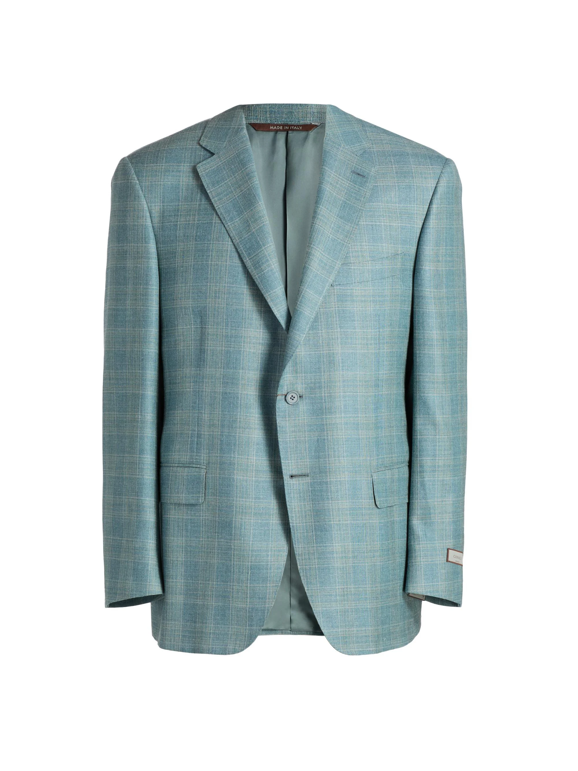 Men's Siena Textured Plaid Wool-Blend Sport Coat - Green - 1