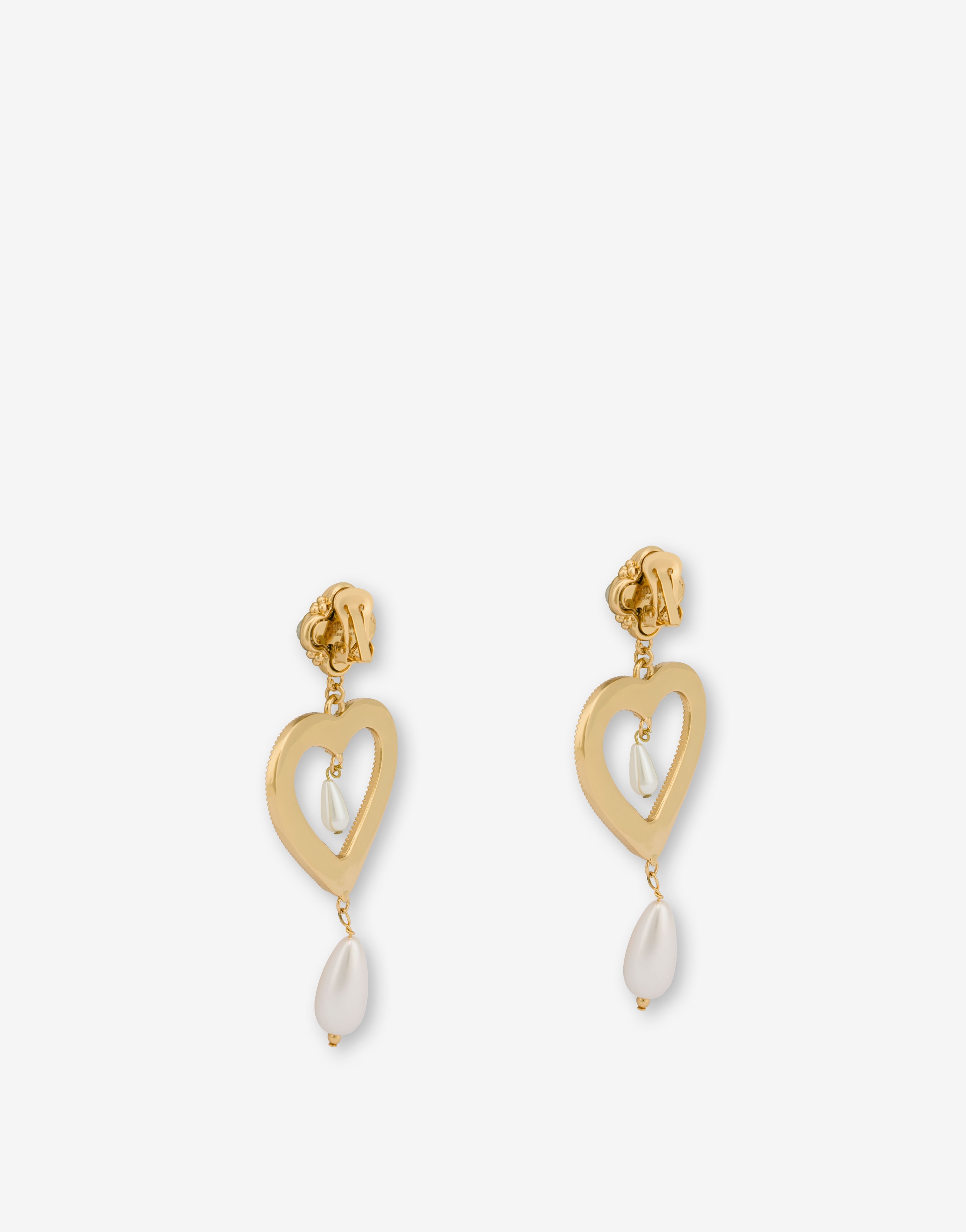 HEART DROP EARRINGS WITH PEARLS - 3