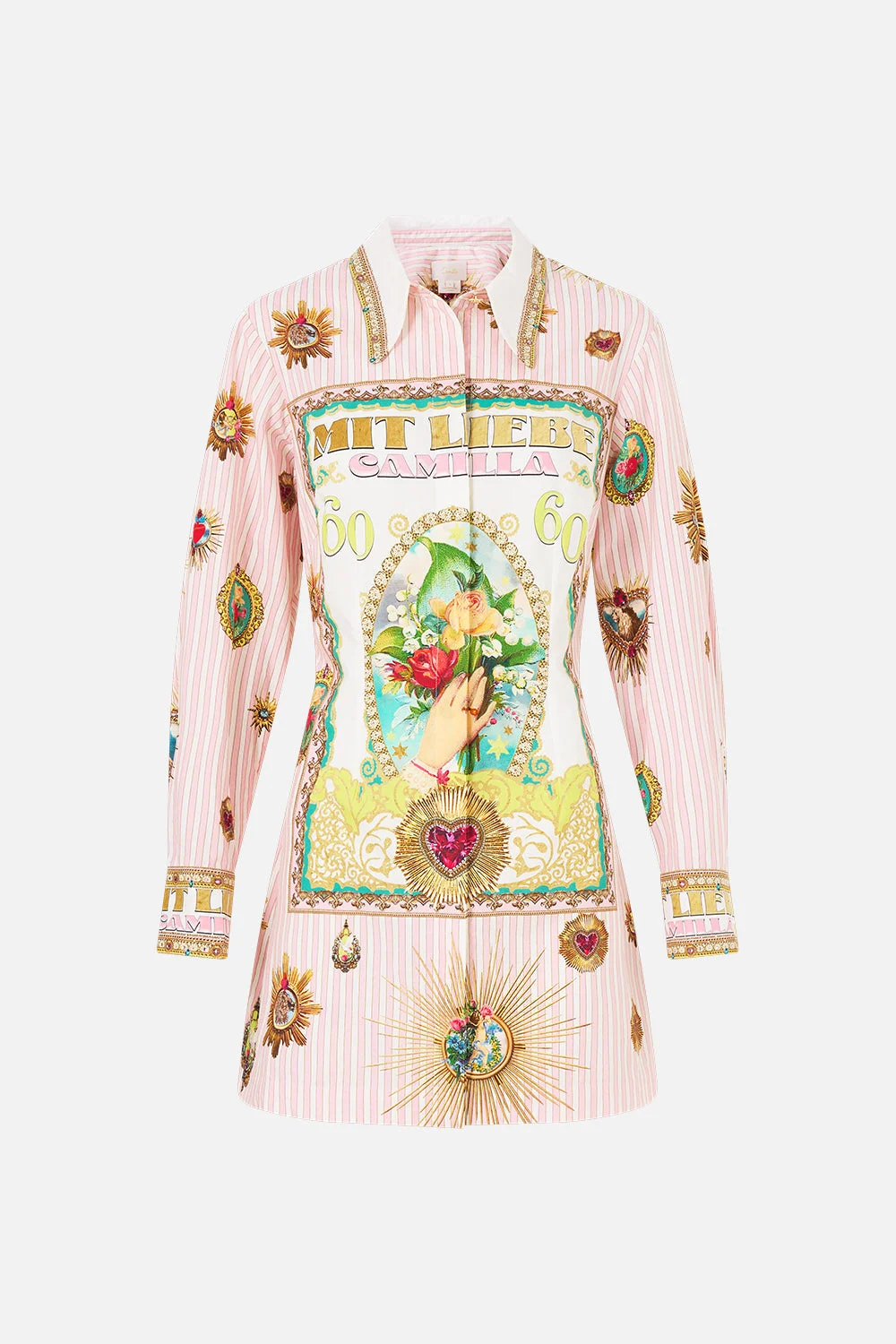 SHIRT DRESS WITH A LINE SKIRT PAINTED PRAYERS - 1