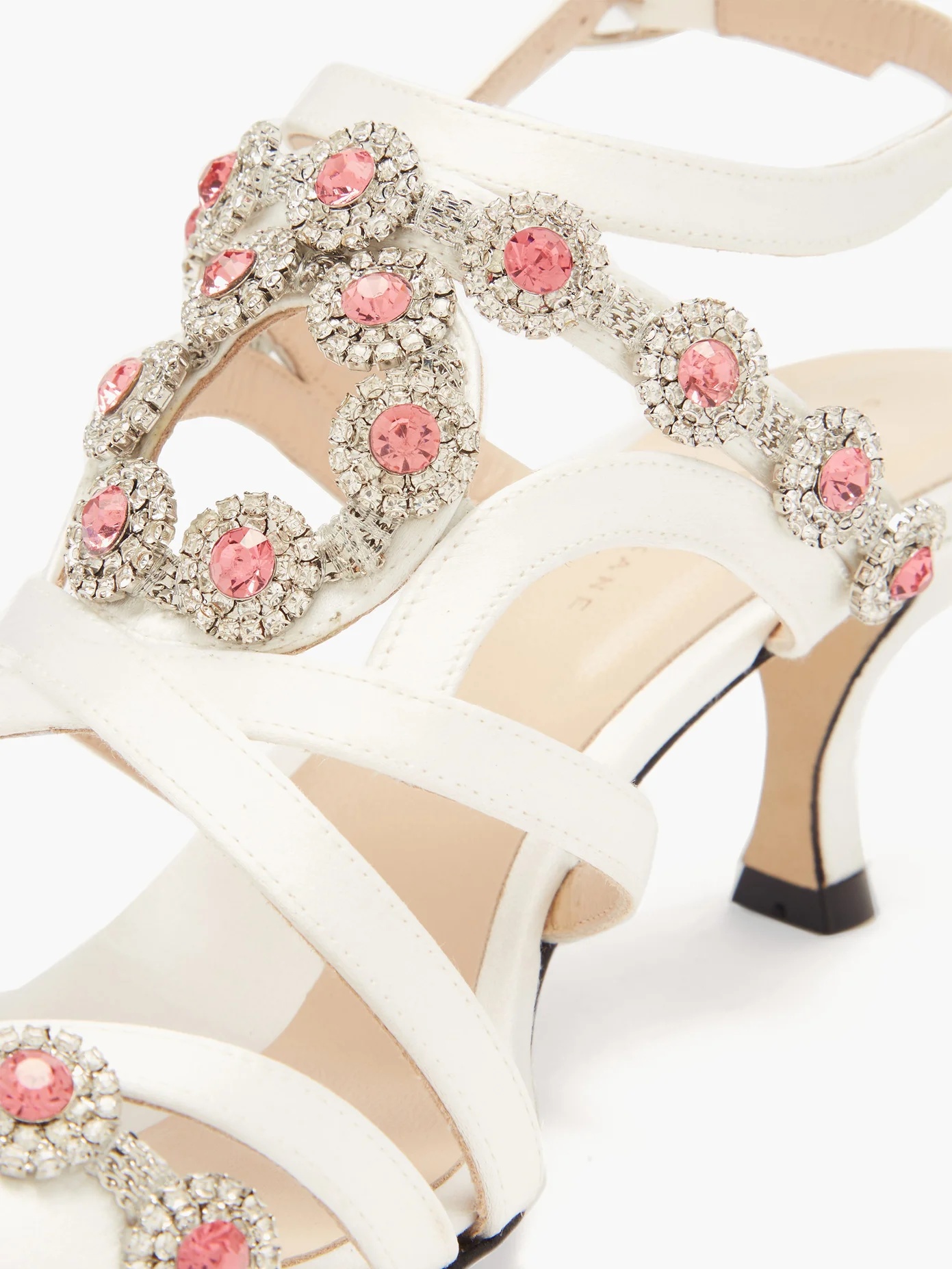 Crystal daisy-cupchain satin sandals - 6