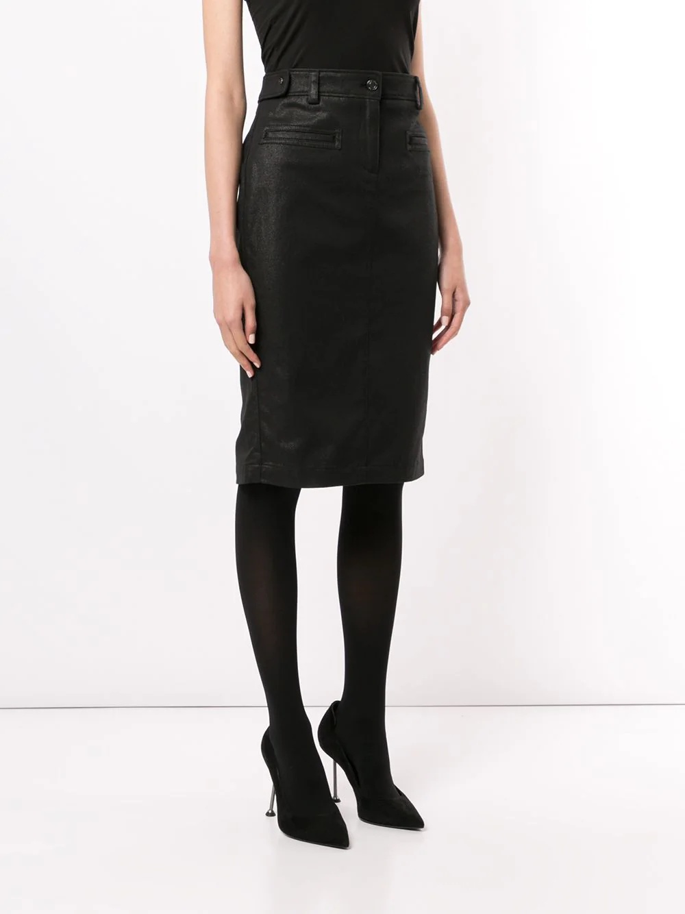 coated biker pencil skirt - 3