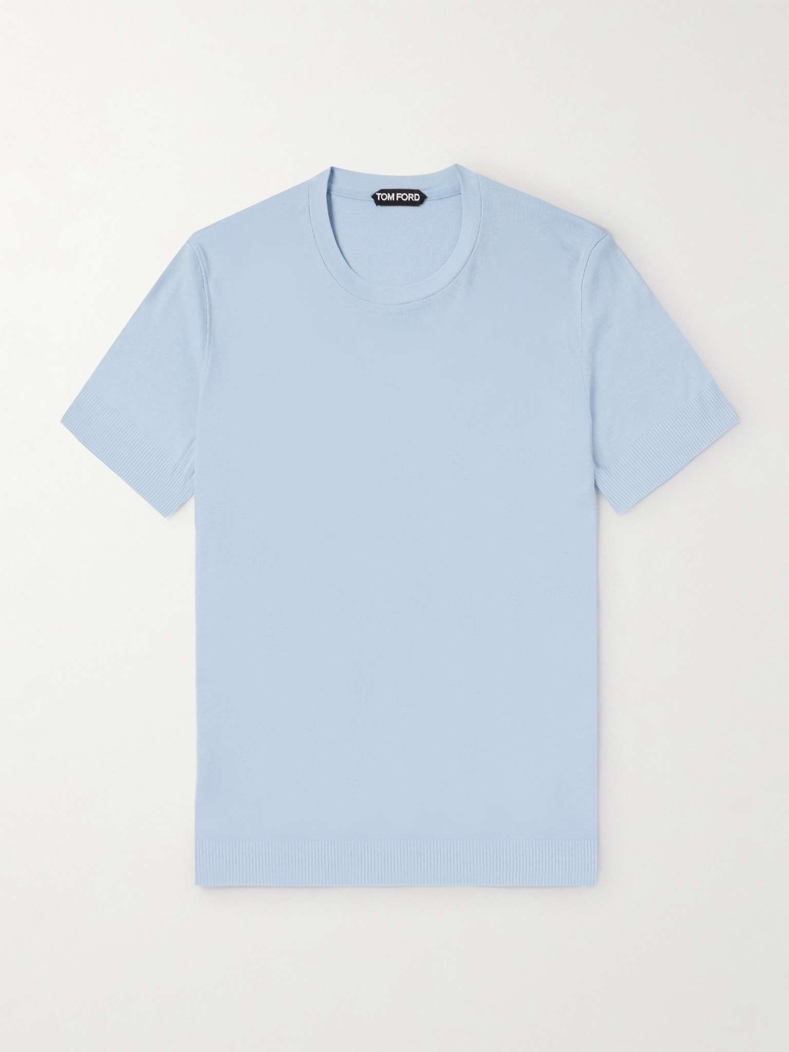 Placed Rib Lyocell and Cotton-Blend T-Shirt - 1