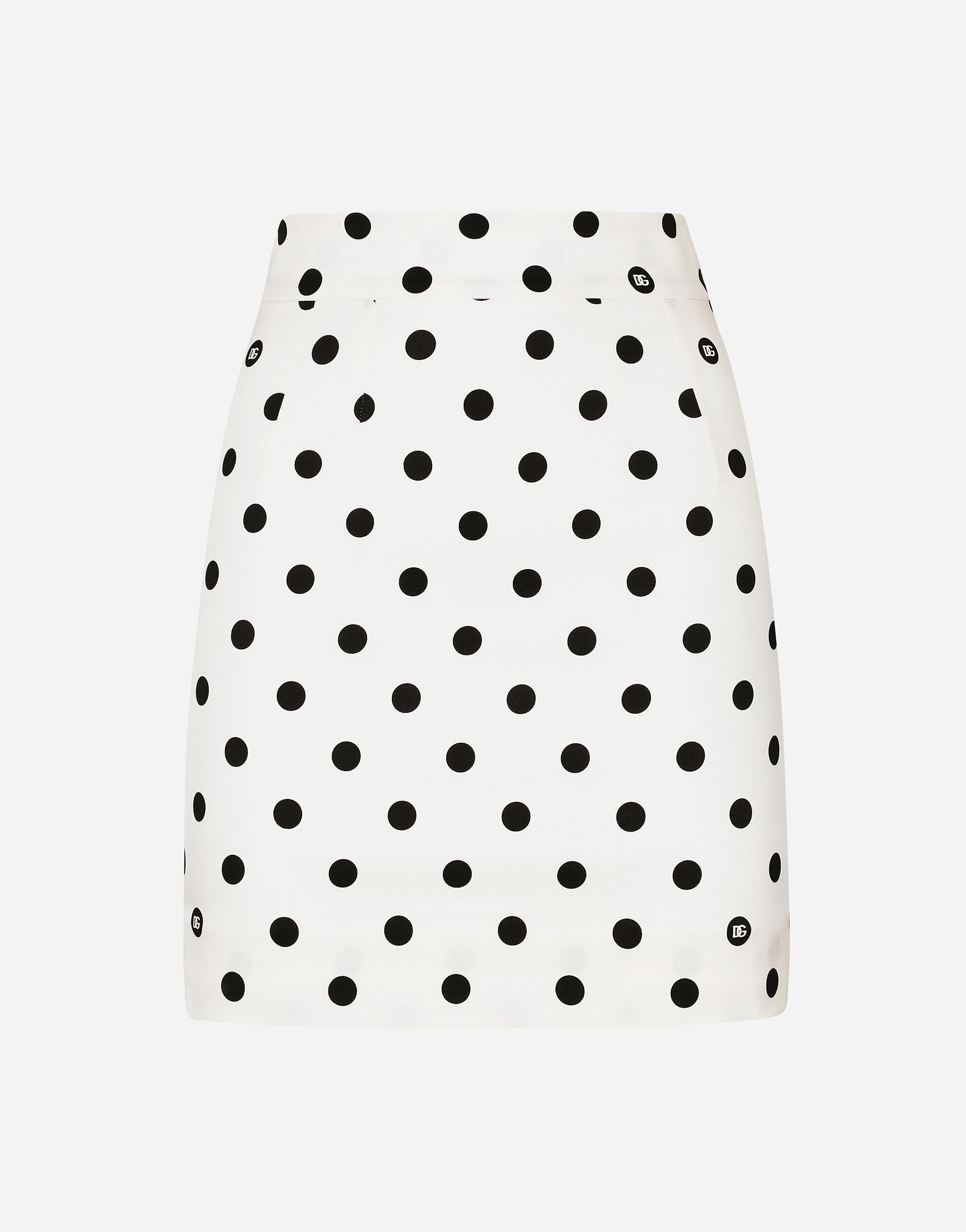 Short charmeuse skirt with polka-dot print - 1