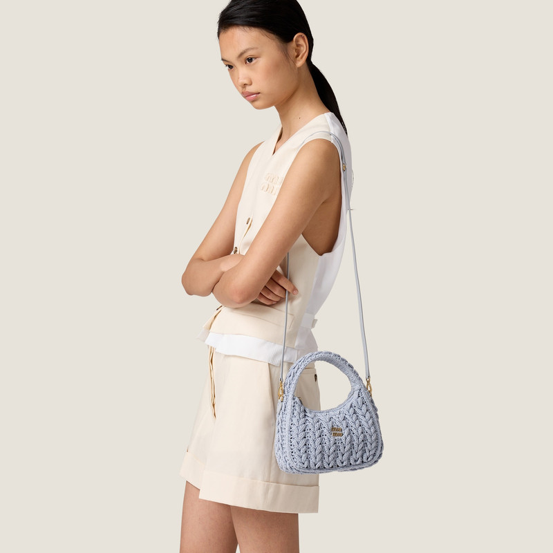 Miu Miu Wander woven cotton hobo bag outlook