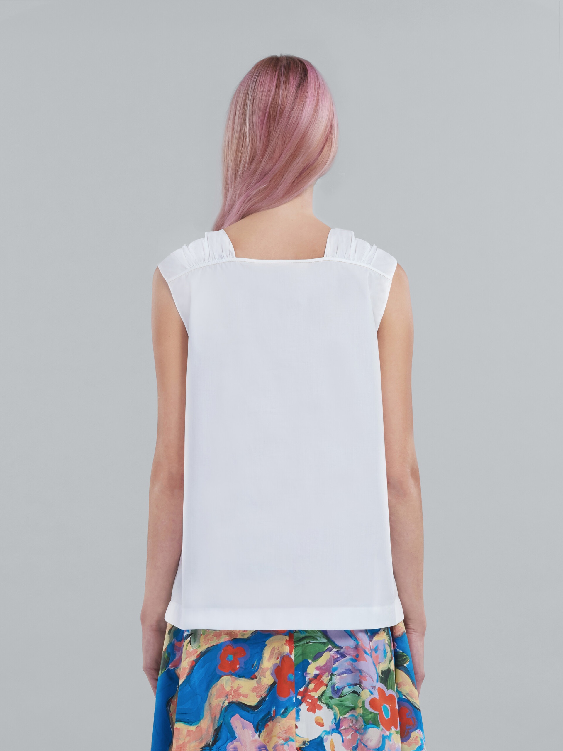 SQUARE-NECK TOP IN WHITE BIO POPLIN - 3