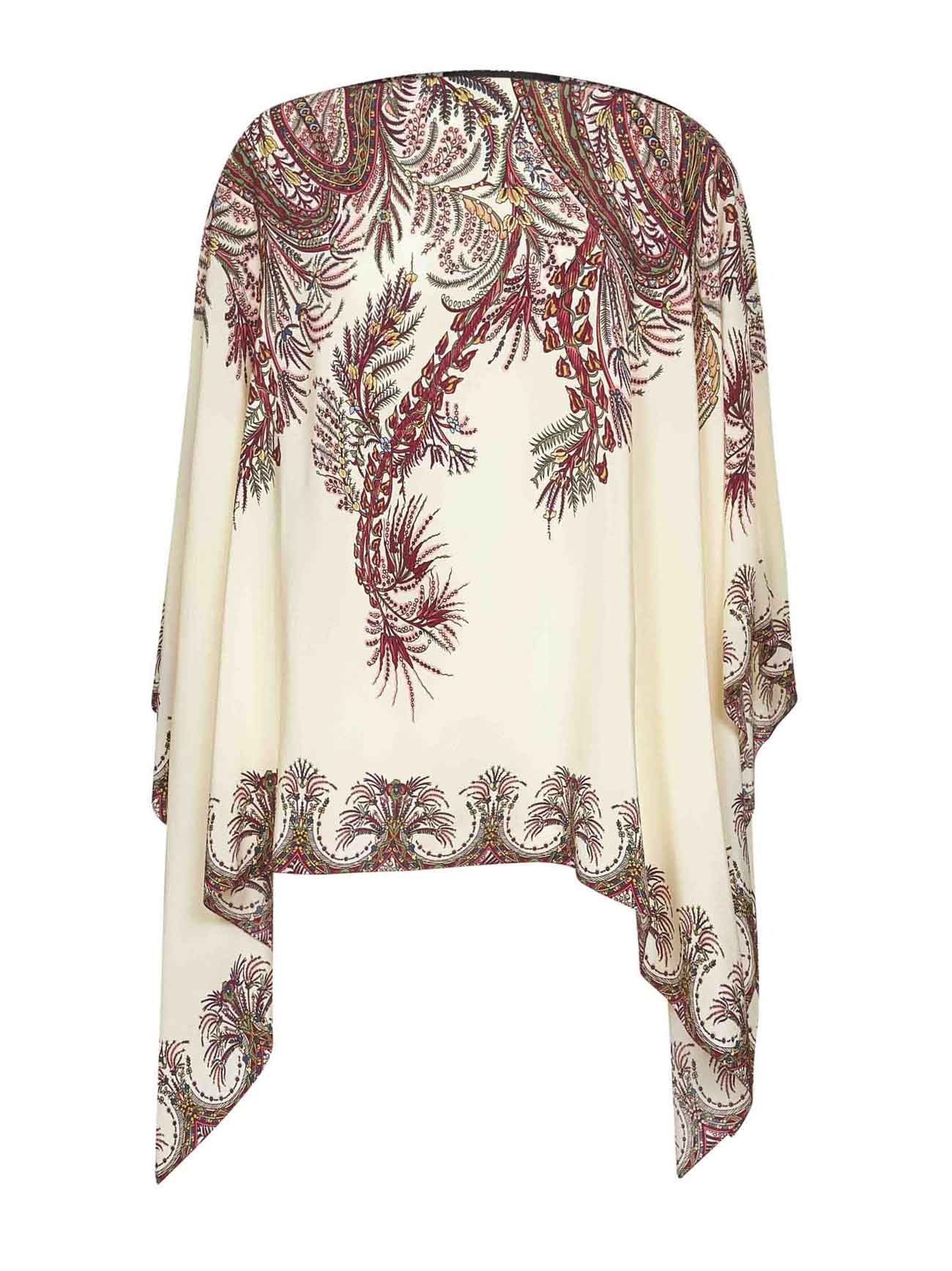 Paisley print silk crêpe de Chine poncho top - 1
