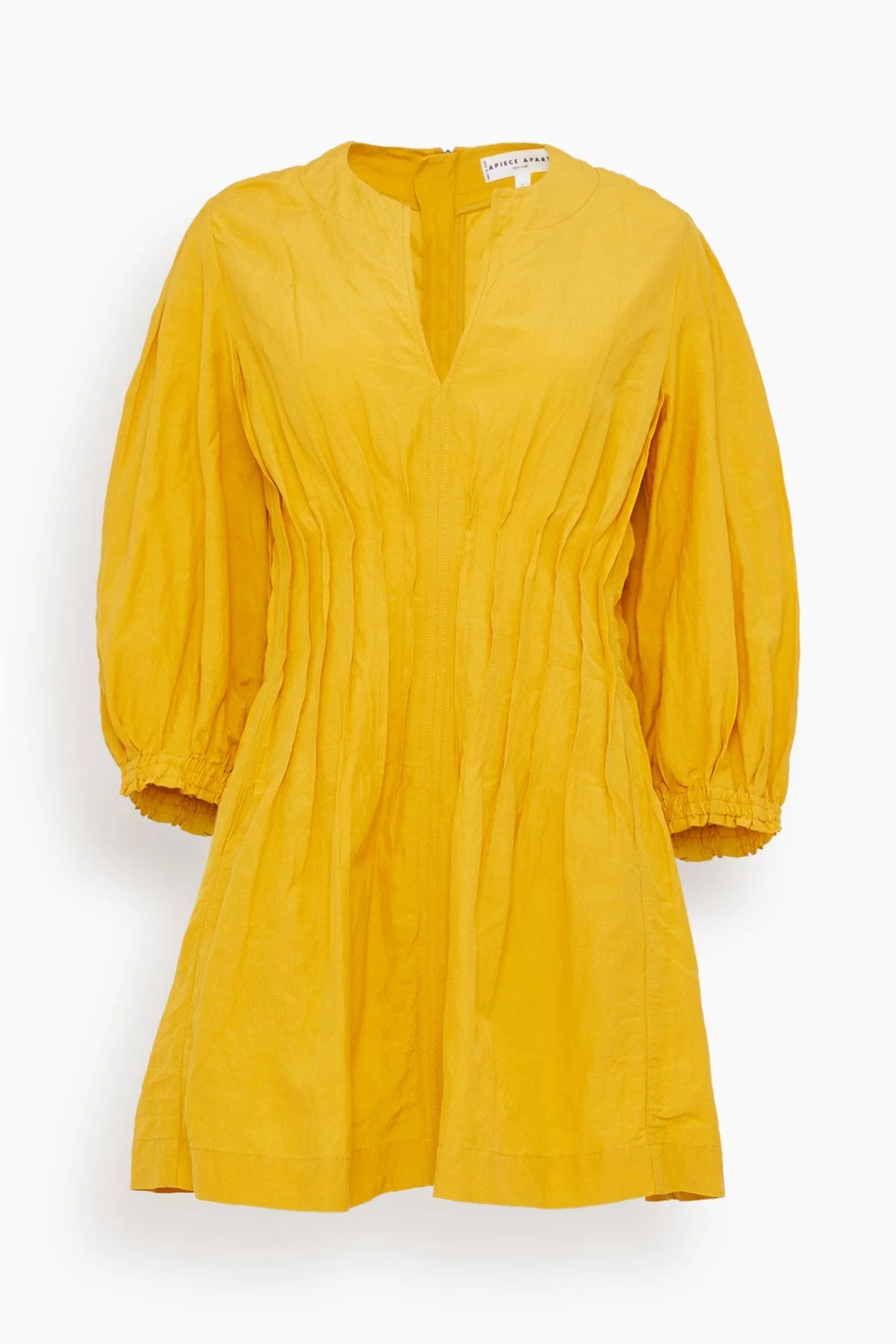 Rocca Pleat Mini Dress in Lemon Curry - 1