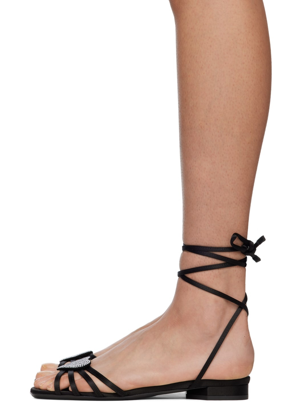 Black Kaia Flat Sandals - 3