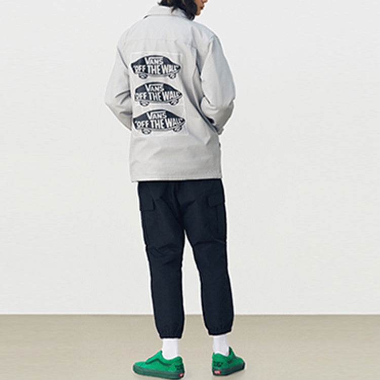 Men's Vans Series Skateboard Logo Printing Sports Jacket Gray VN0A5F5SSLV1 - 4