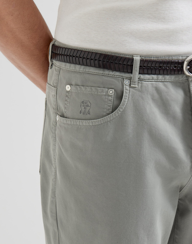 Garment-dyed five-pocket trousers in twisted cotton gabardine 4