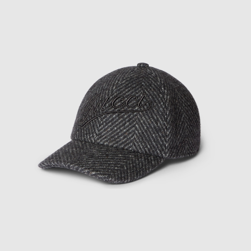 Herringbone wool baseball hat 1