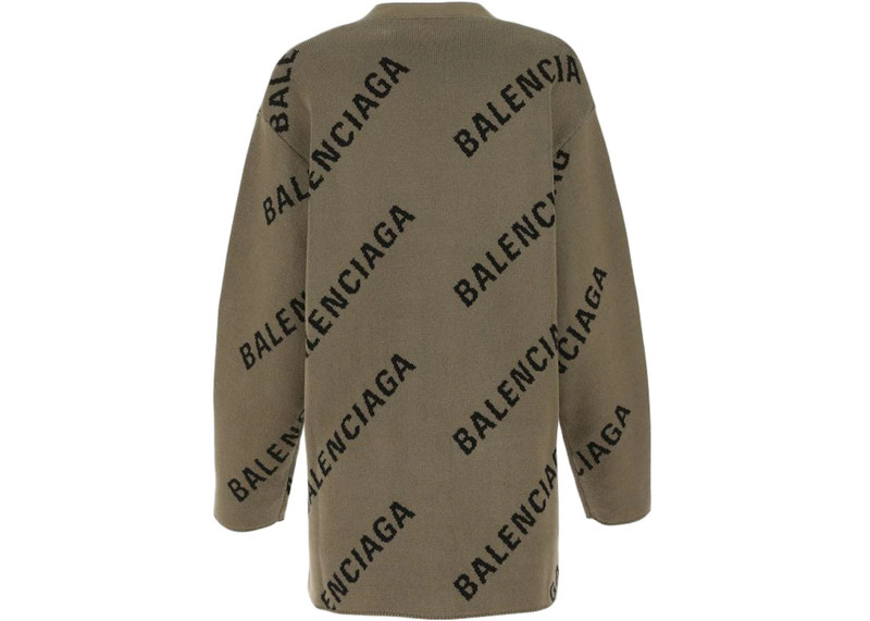 BALENCIAGA Balenciaga Embroidered Stretch Cotton Blend Oversize Cardigan Brown outlook