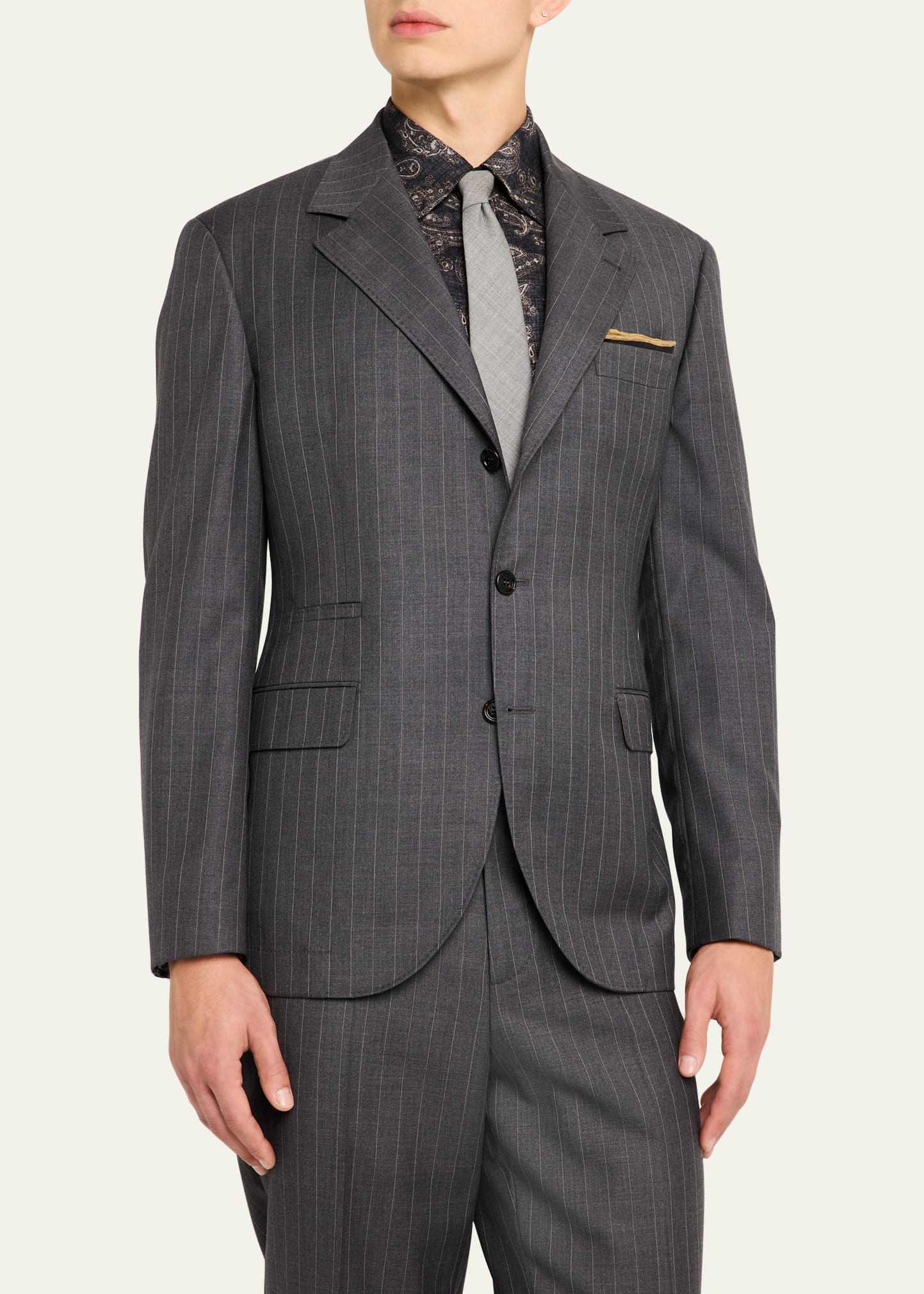 Men's 150s Wool Pinstripe Suit - 4