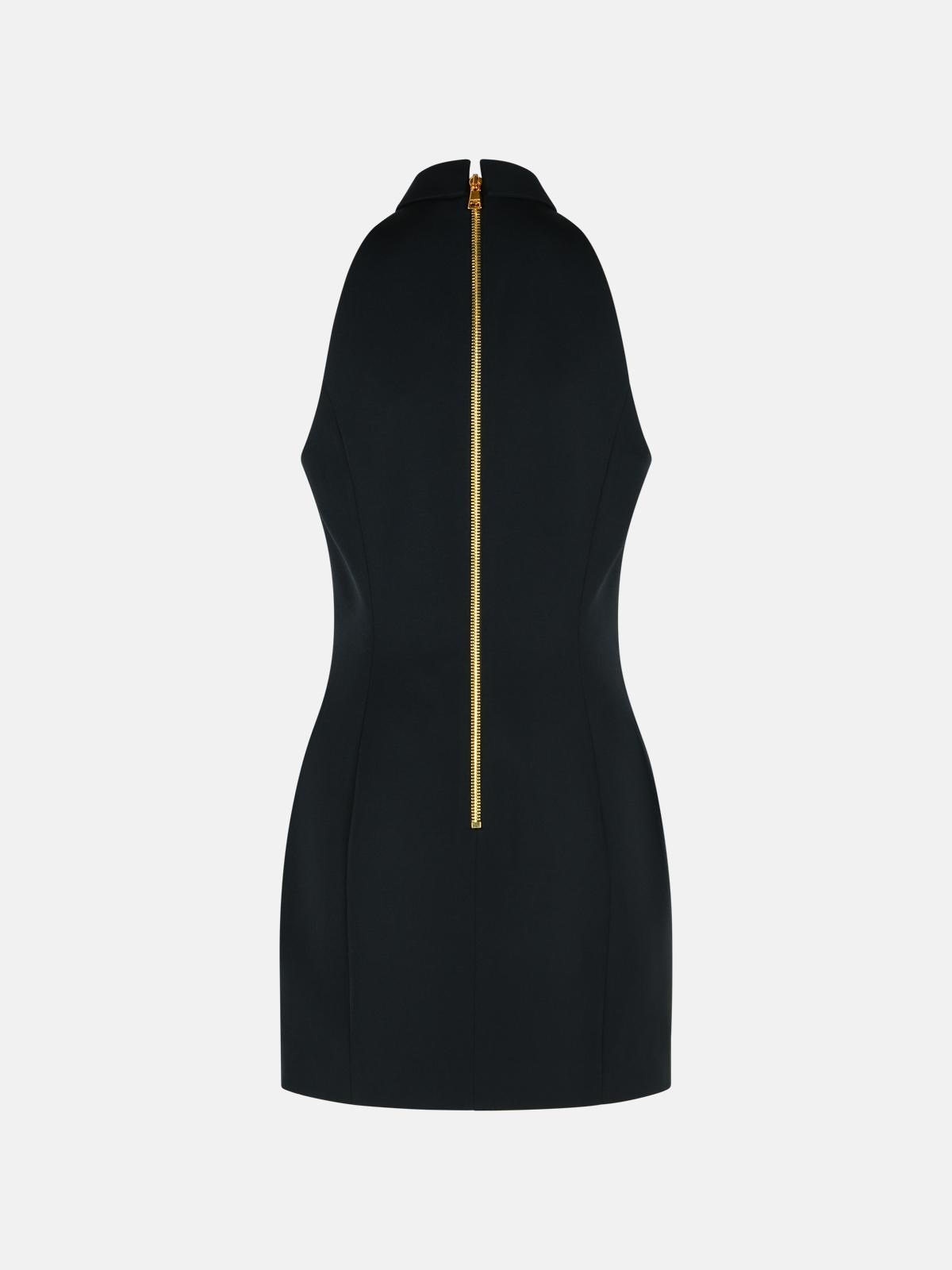 BLACK VIRGIN WOOL SHORT DRESS - 3