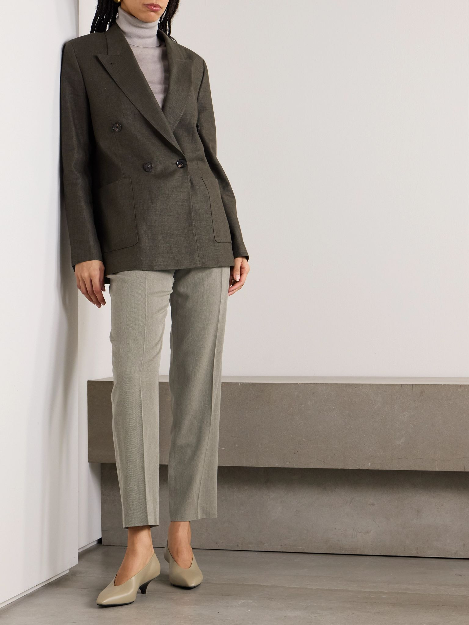 Hudson cropped pleated wool tapered pants Gray - 2