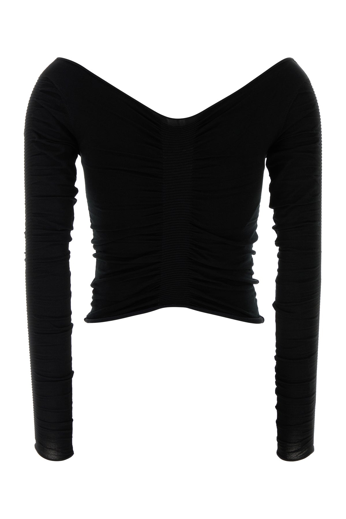 Black stretch cupro blend top - 2