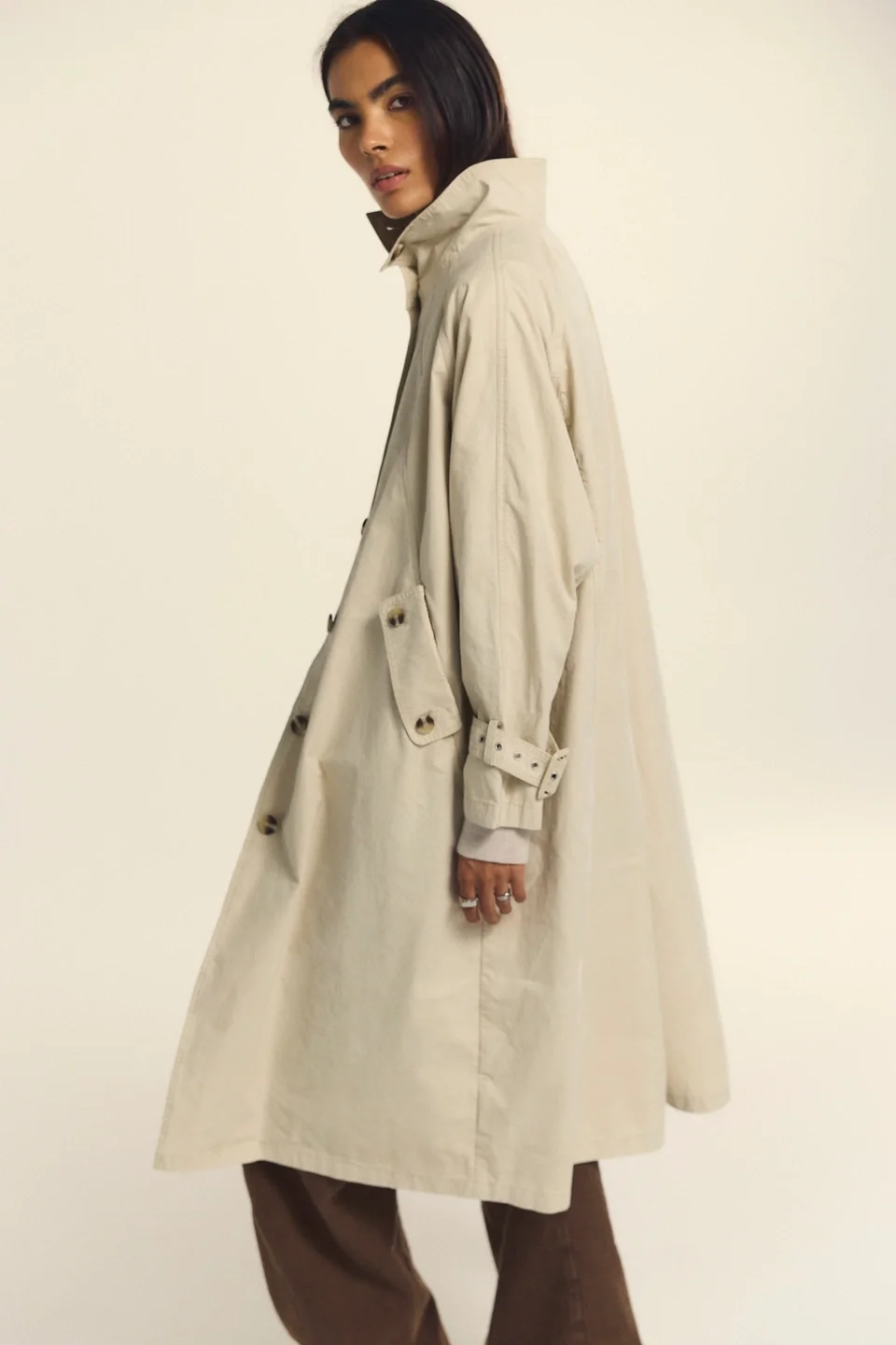 We The Free Drop Down Washed Funnel-Neck Trench - 1