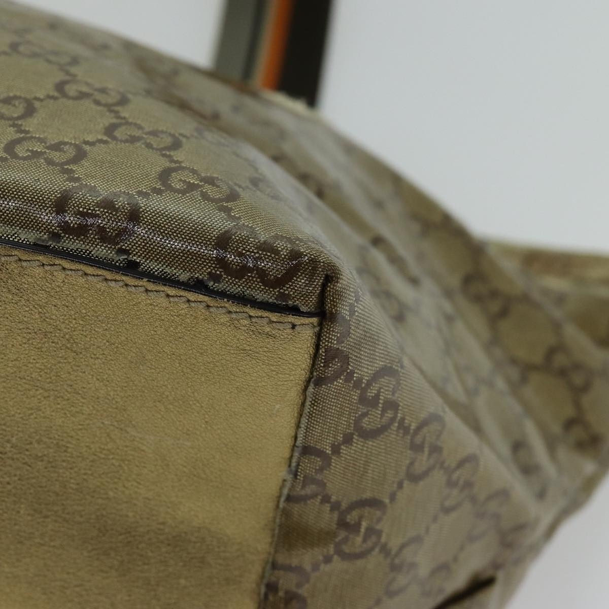 GUCCI GG Crystal Tote Bag Gold Gray Brown - 14