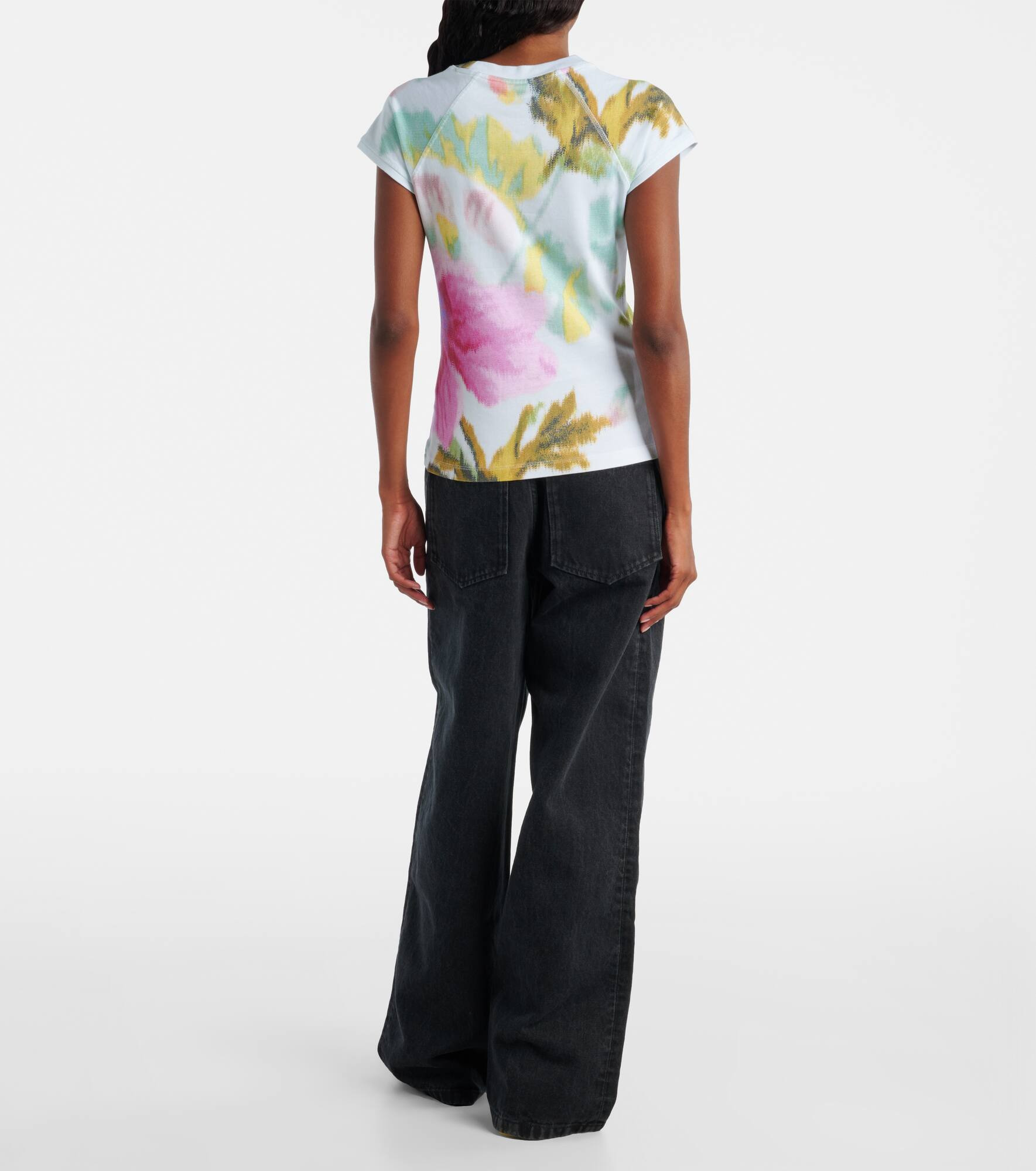 Floral cotton-blend T-shirt - 3