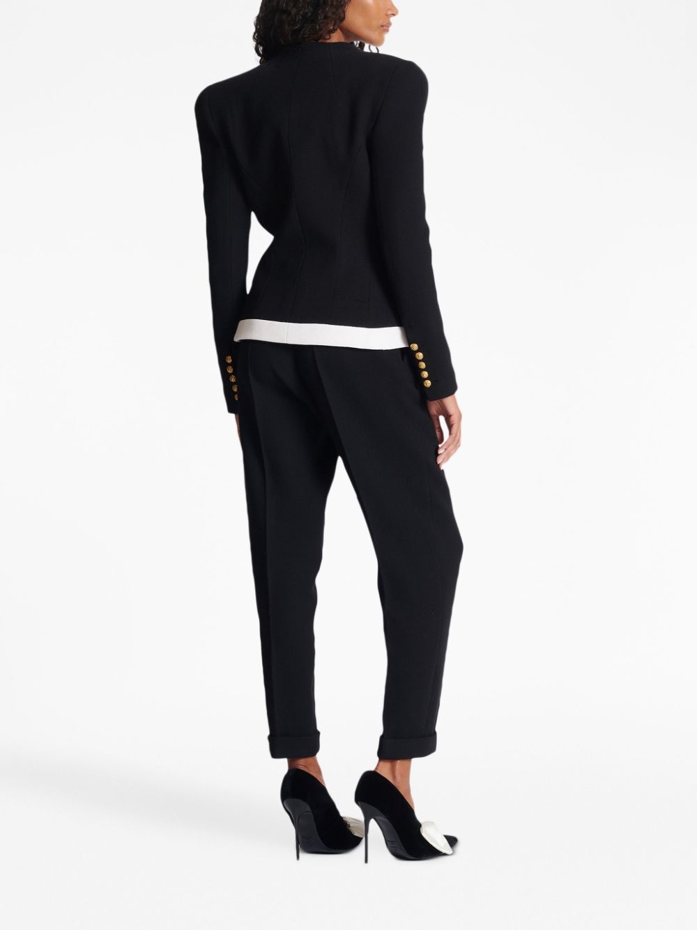 two-tone crepe blazer - 4