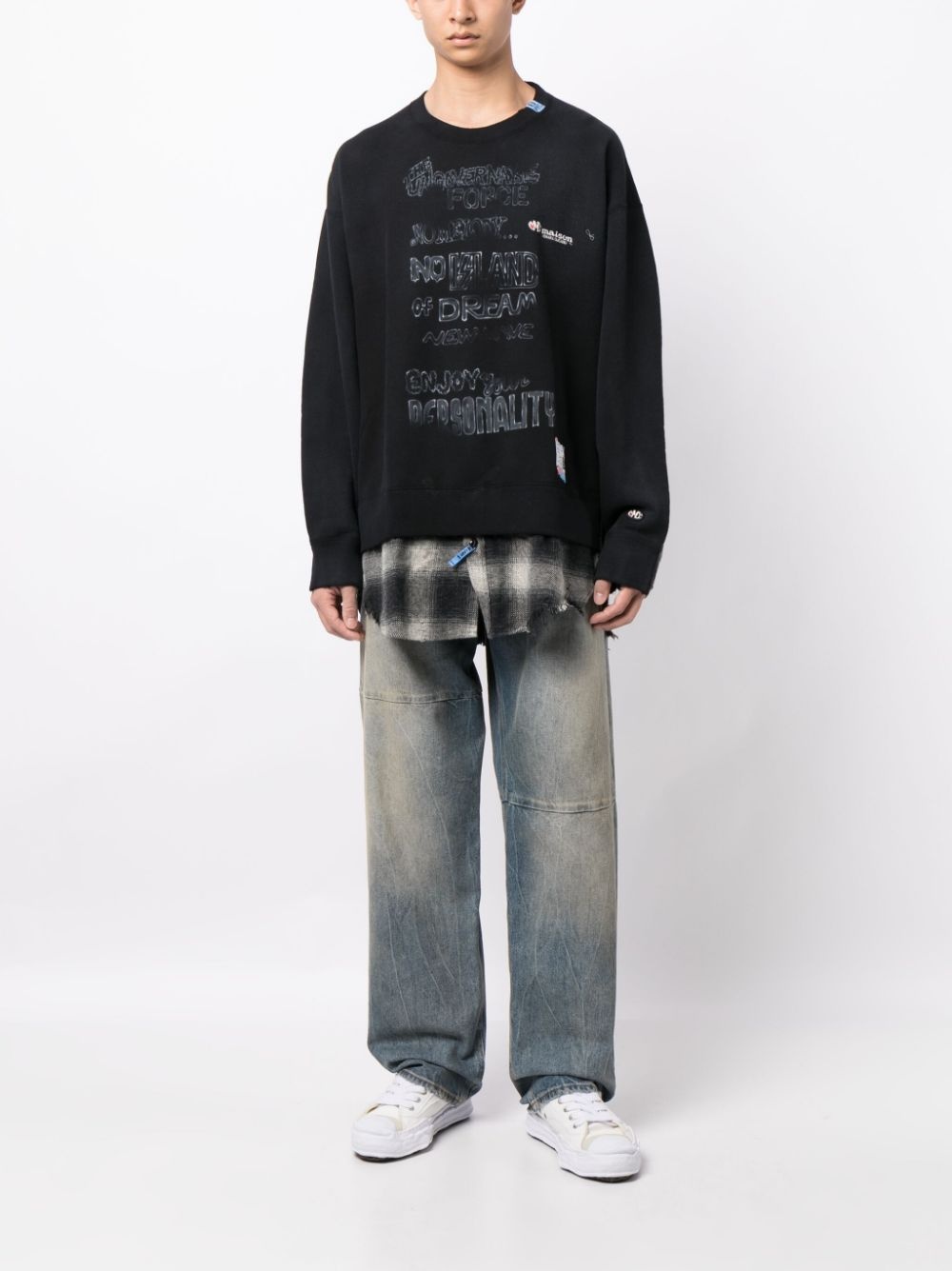 raw-cut distressed cotton sweatshirt - 2