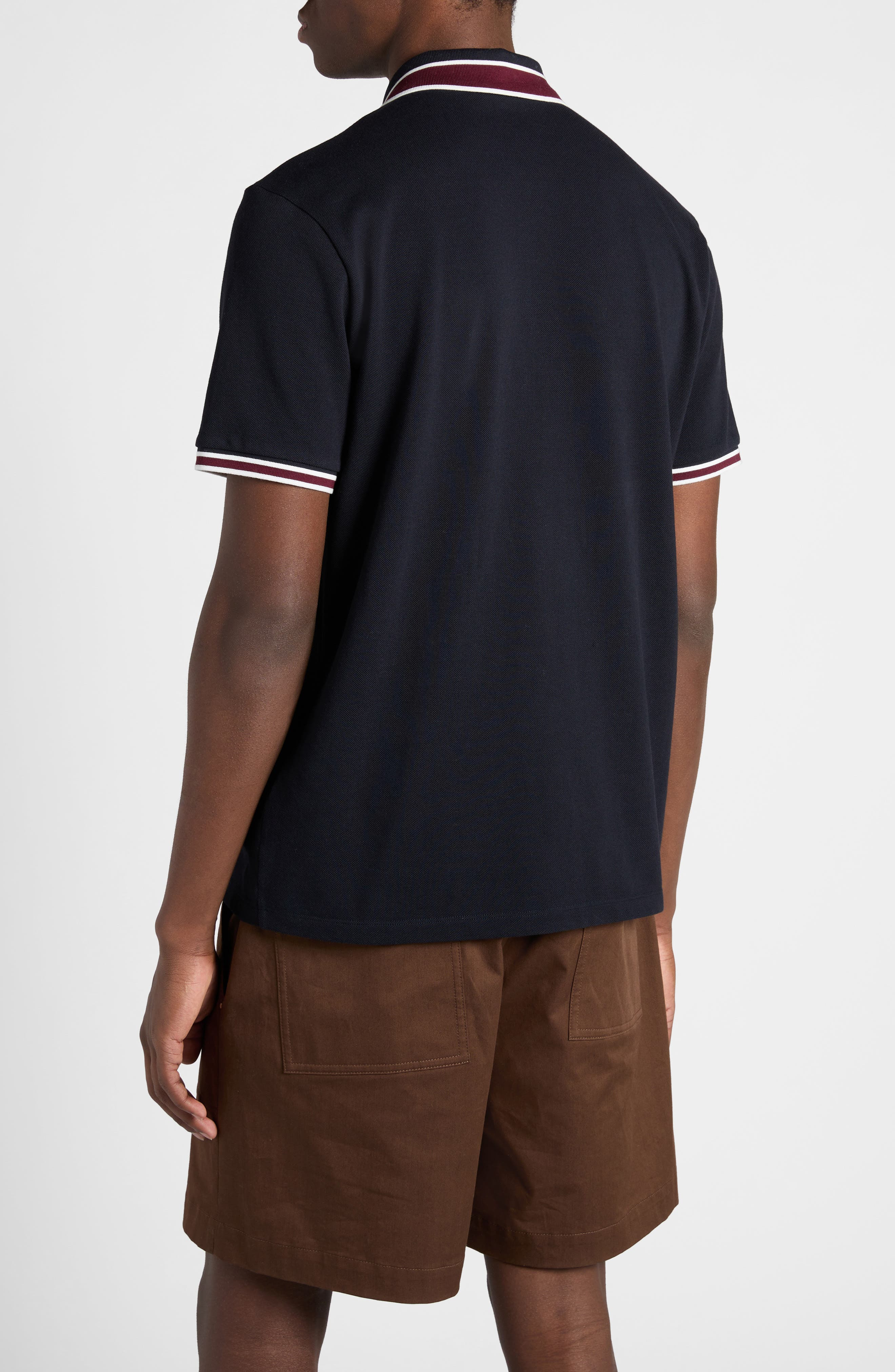 Moncler Tipped Cotton Piqué Polo in Dark Blue at Nordstrom - 3